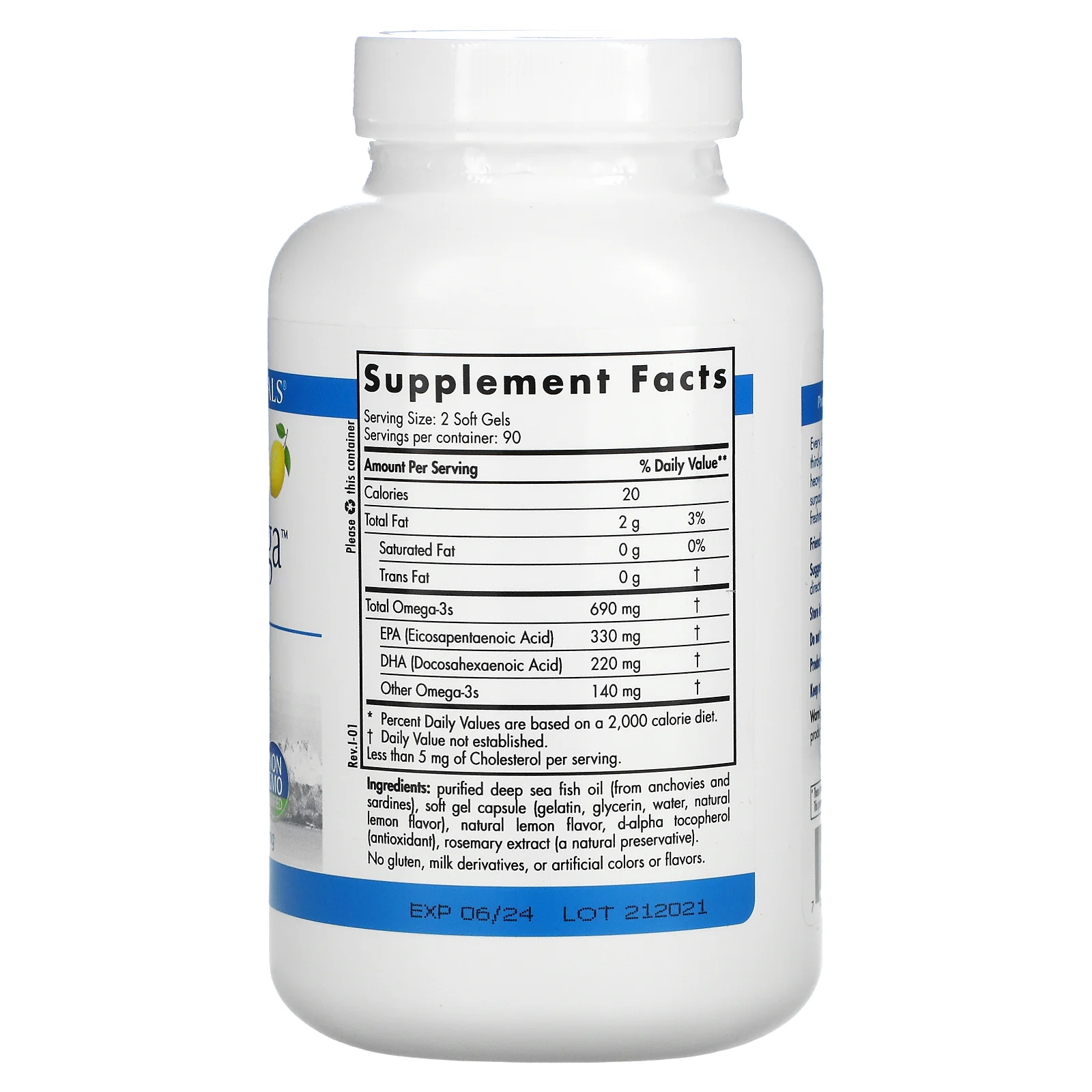 Nordic Naturals, Arctic Omega, лимон, 1000 мг, 180 мягких желатиновых капсул