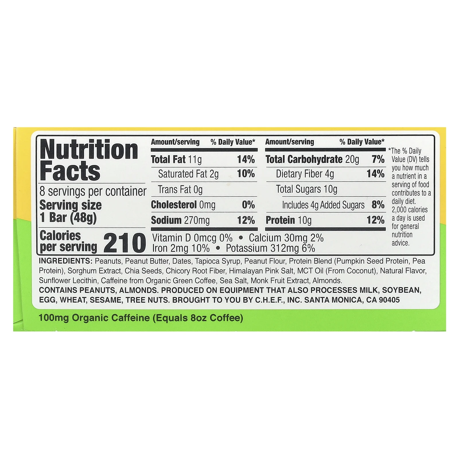 Quantum Energy Square, Кранч с соленым арахисовым маслом, 8 квадратов, 48 г (1,69 унции)