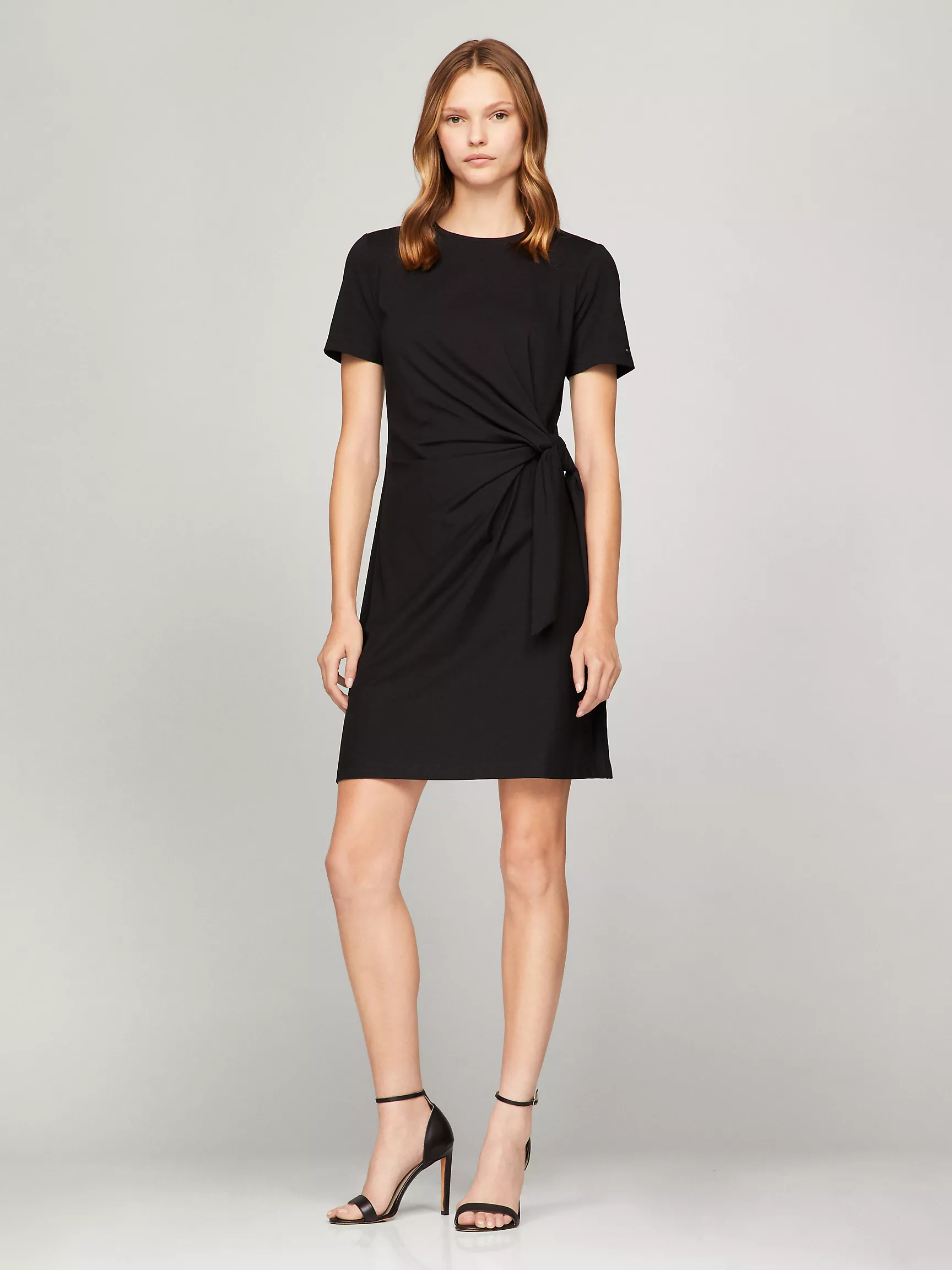 Женское платье Tommy Hilfiger, Облегающее эластичное платье с короткими рукавами и узлом