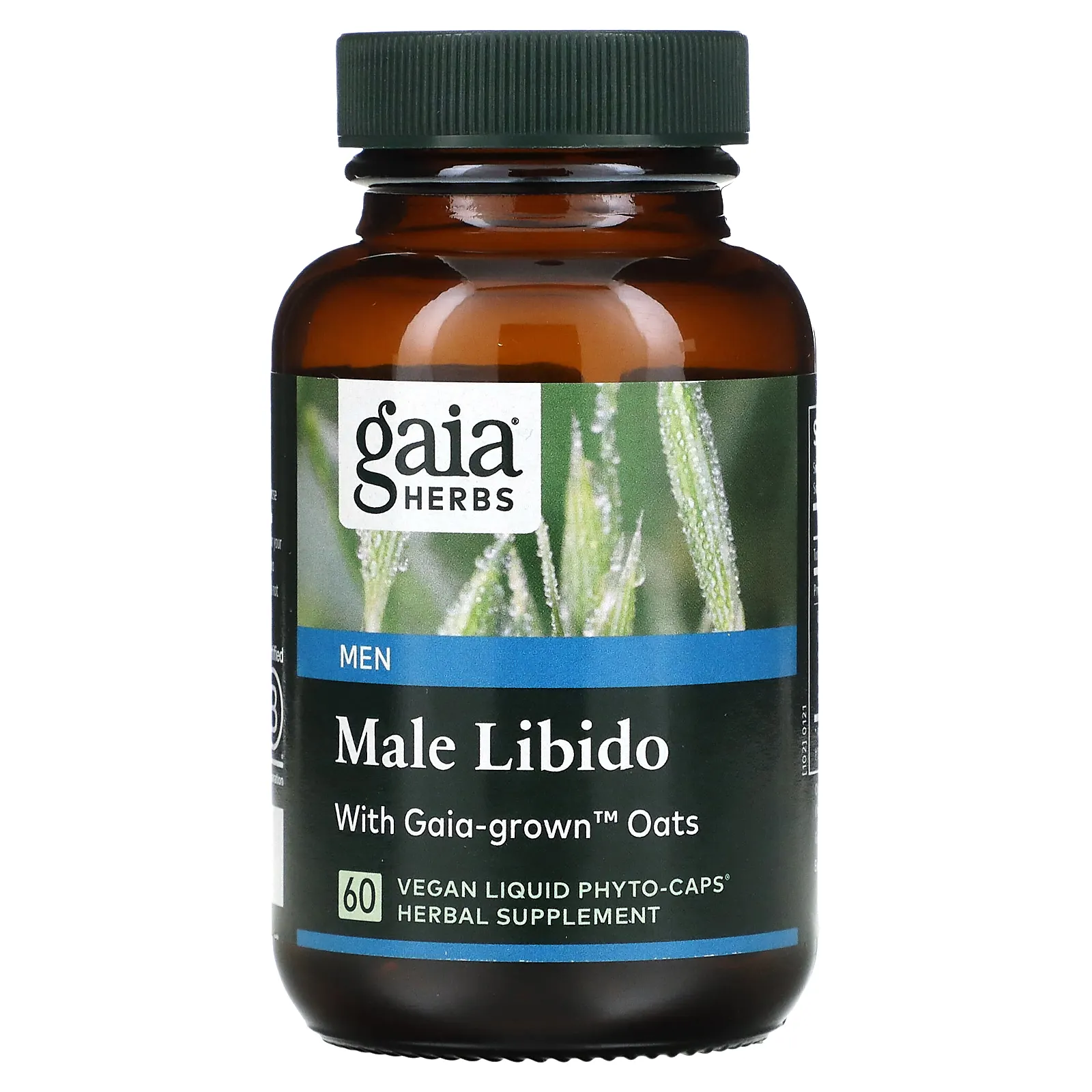 Gaia Herbs, Мужское либидо с сорняками из роговой козы, сереной, макой и овсом с гайей, 60 веганских жидких фитокапсул