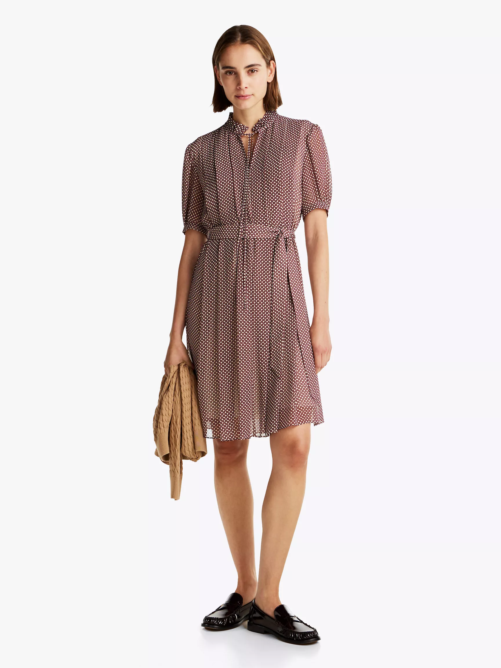 Женское платье Tommy Hilfiger, Плиссированное платье из шифона с рюшами на воротнике