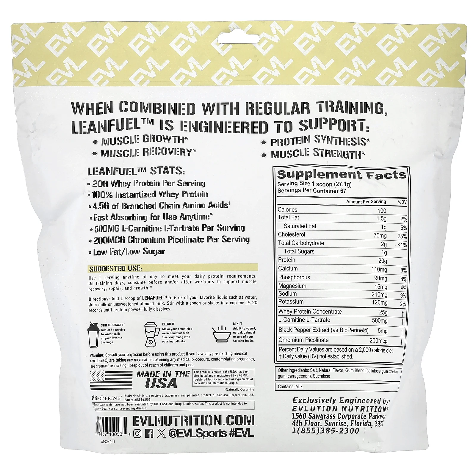 EVLution Nutrition, LeanFuel ™, ванильное мороженое, 1,81 кг (4 фунта)