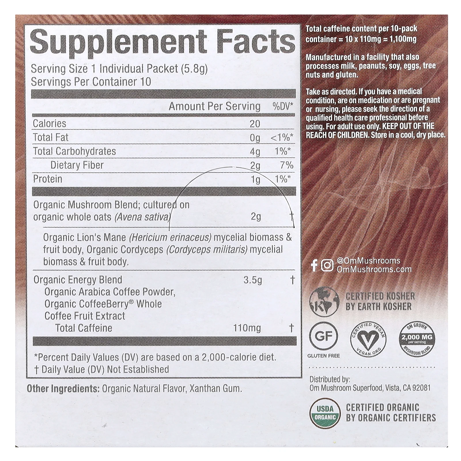 Om Mushrooms, Смесь грибного кофе, 10 пакетиков по 5,9 г (0,21 унции)