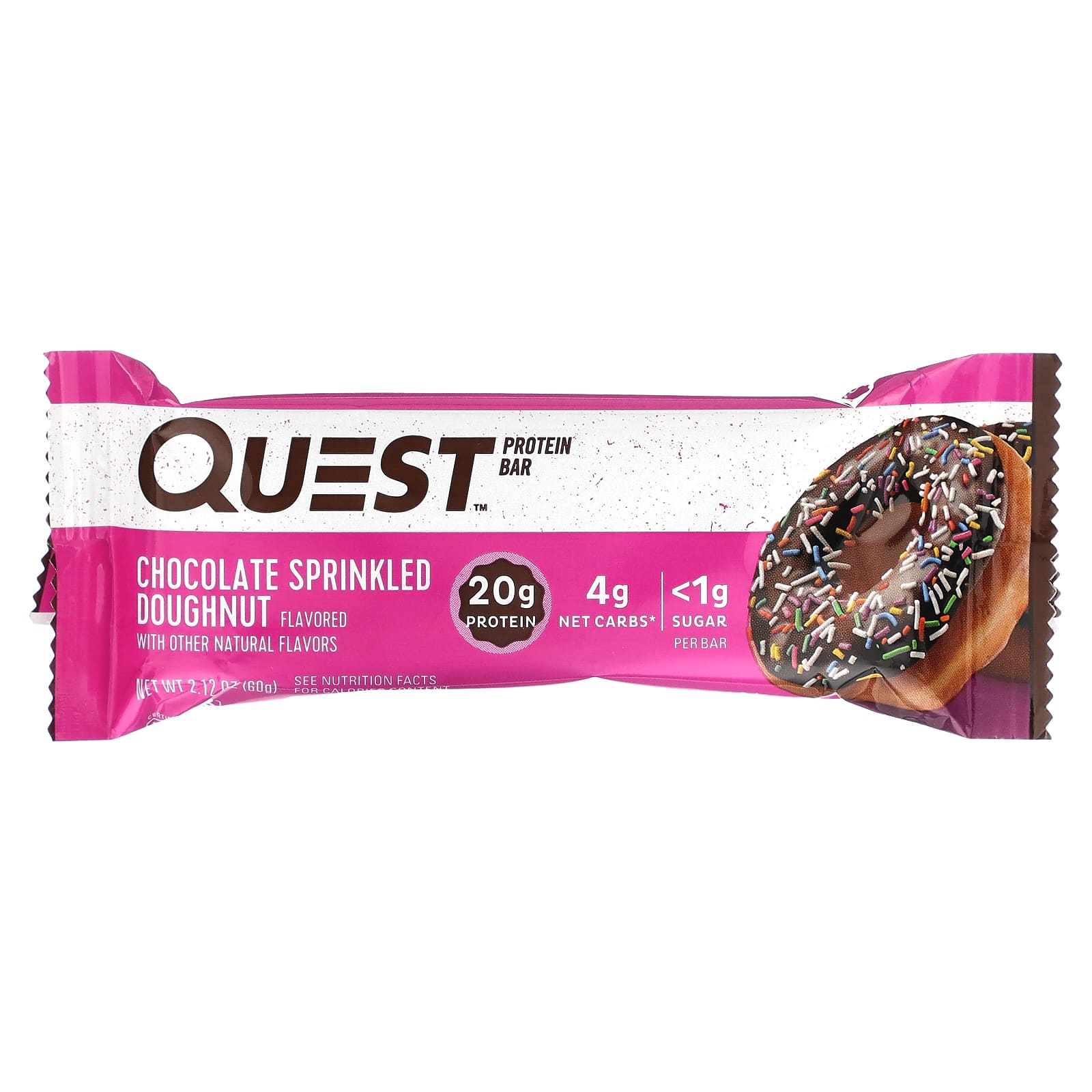 Quest Nutrition, протеиновый батончик, со вкусом шоколадного пончика, 12 батончиков, 60 г (2,12 унции) каждый