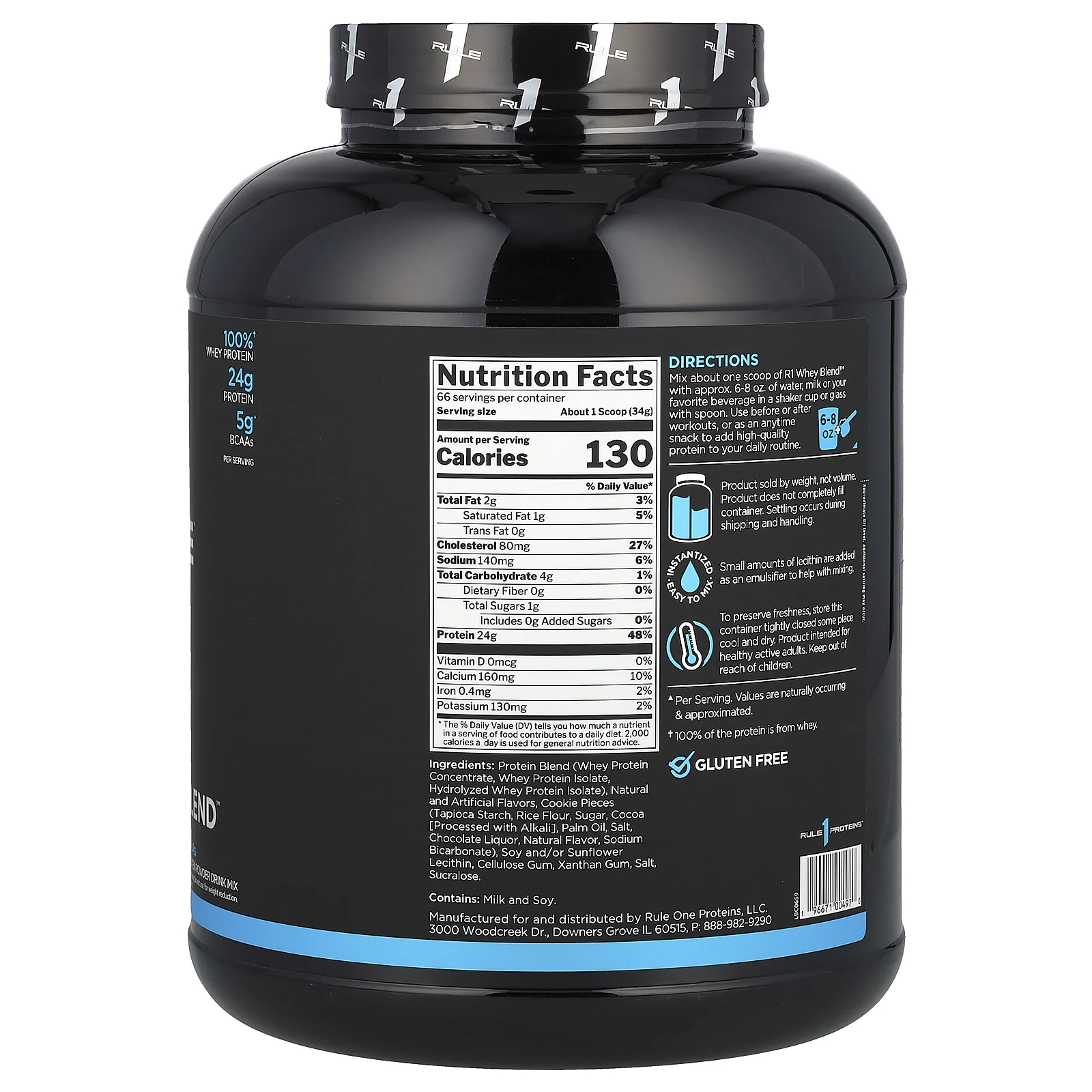 Rule One Proteins, сывороточная протеиновая смесь для приготовления напитка, печенье и крем, 2,24 кг (4,95 фунта)