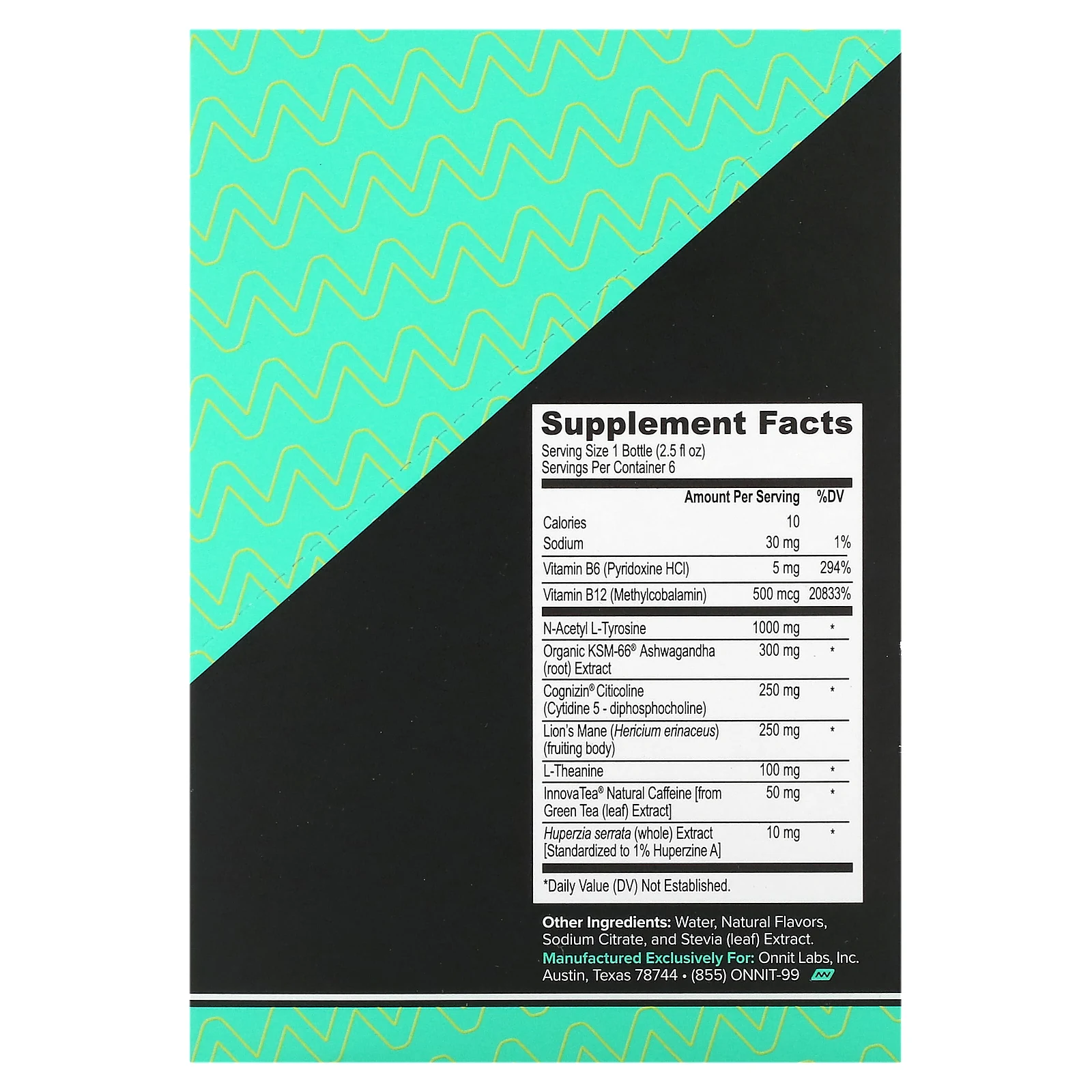 Onnit, Alpha Brain Focus Shot, тропическая смесь, 6 флаконов по 75 мл (2,5 жидк. унции)