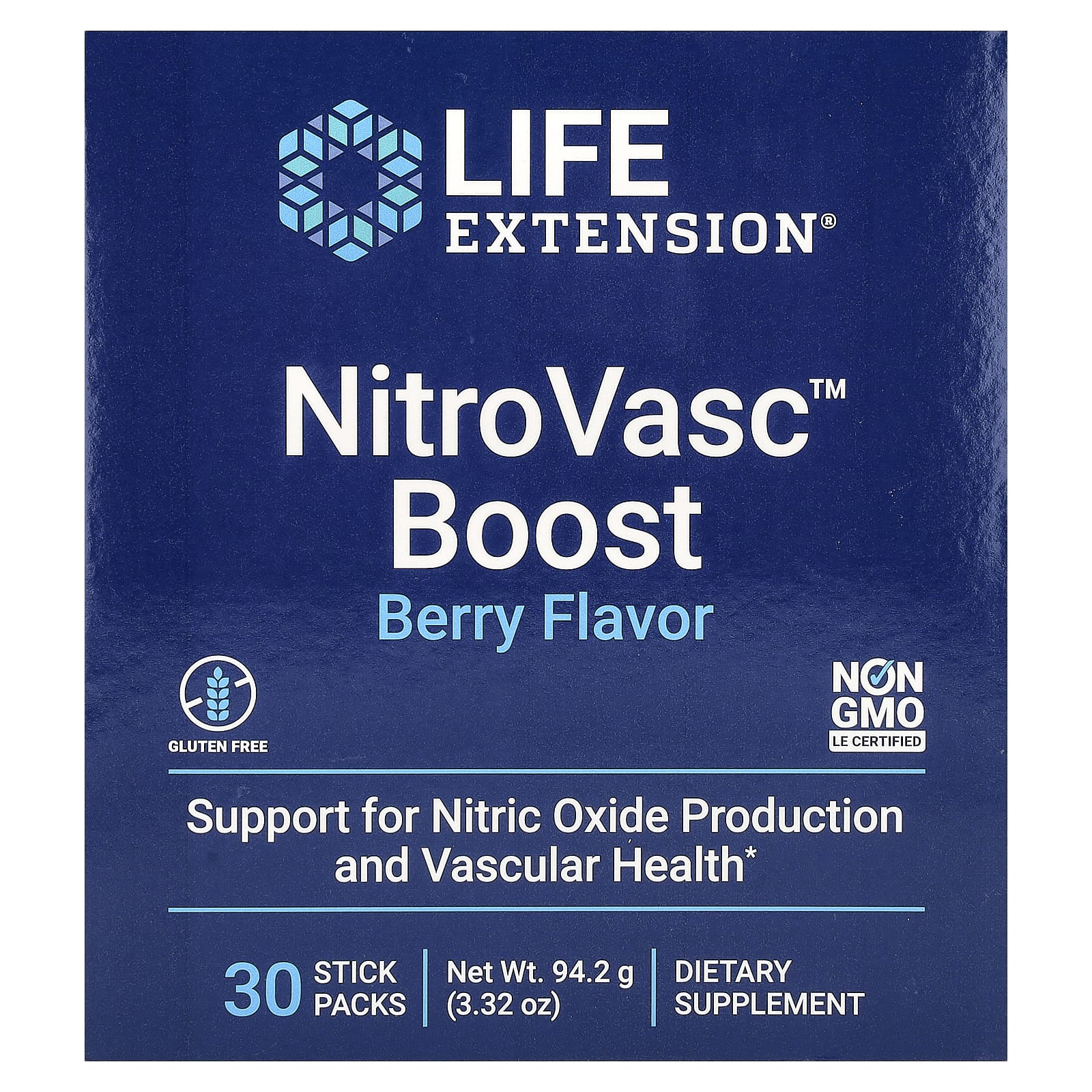 Life Extension, NitroVasc Boost, ягодный вкус, 30 пакетиков