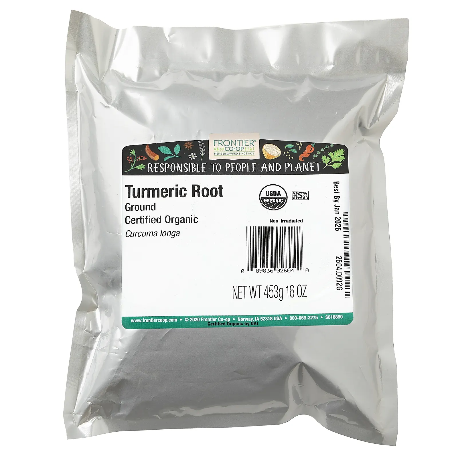 Frontier Co-op, органический молотый корень куркумы, 453 г (16 унций)