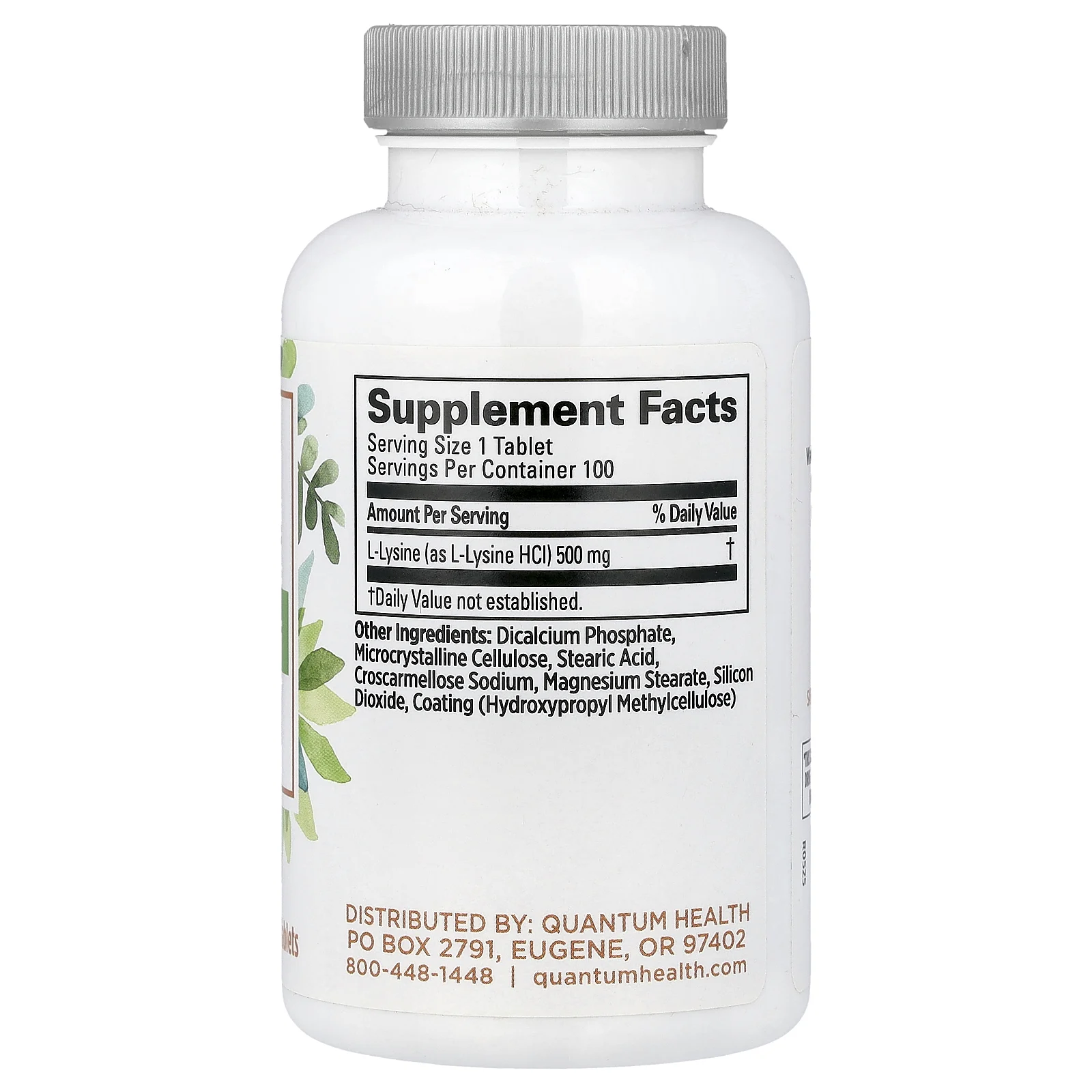 Quantum Health, L-лизин, 500 мг, 100 таблеток