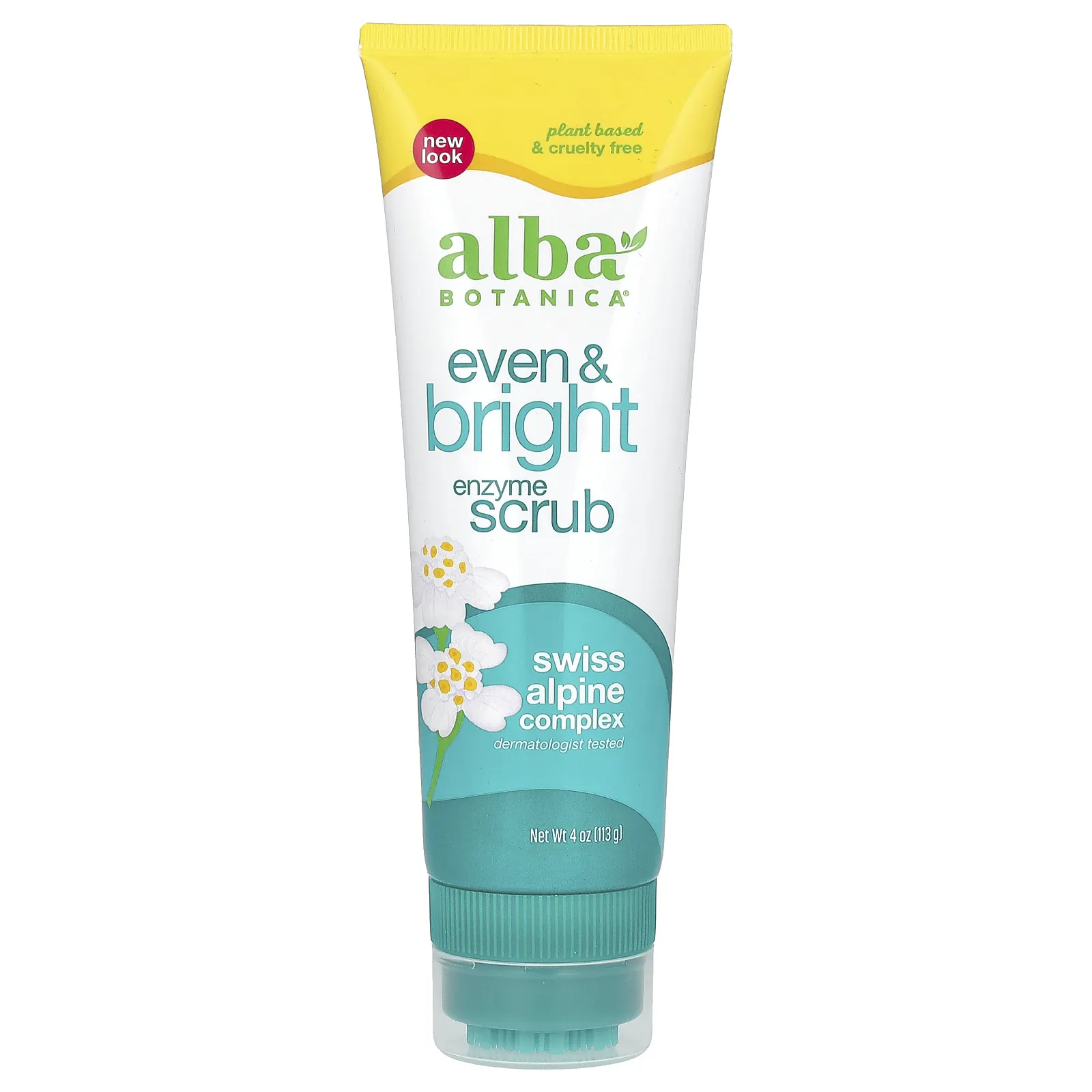 Alba Botanica, Even & Bright, ферментный скраб со швейцарским альпийским комплексом, 113 г (4 унции)