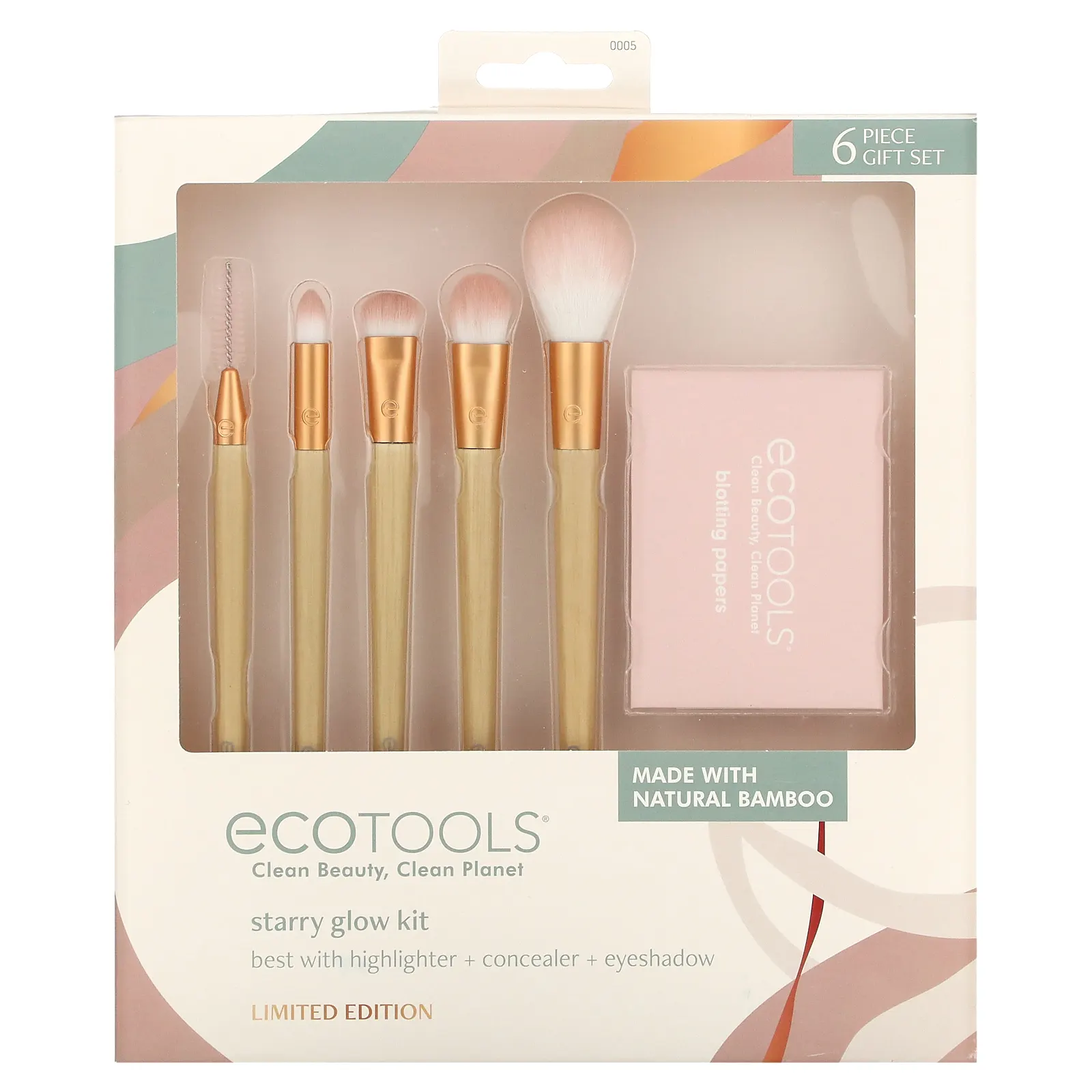 EcoTools, Набор кистей Starry Glow, ограниченная серия, подарочный набор из 6 предметов