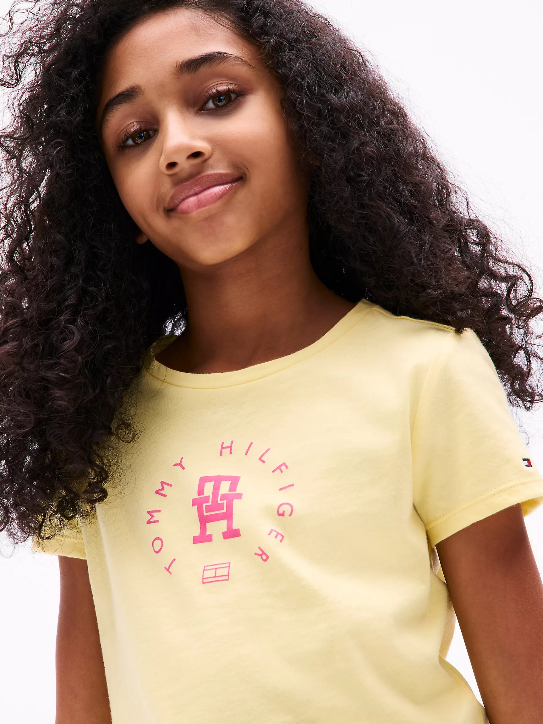 Футболка для девочек Tommy Hilfiger, Детская футболка с круглым логотипом