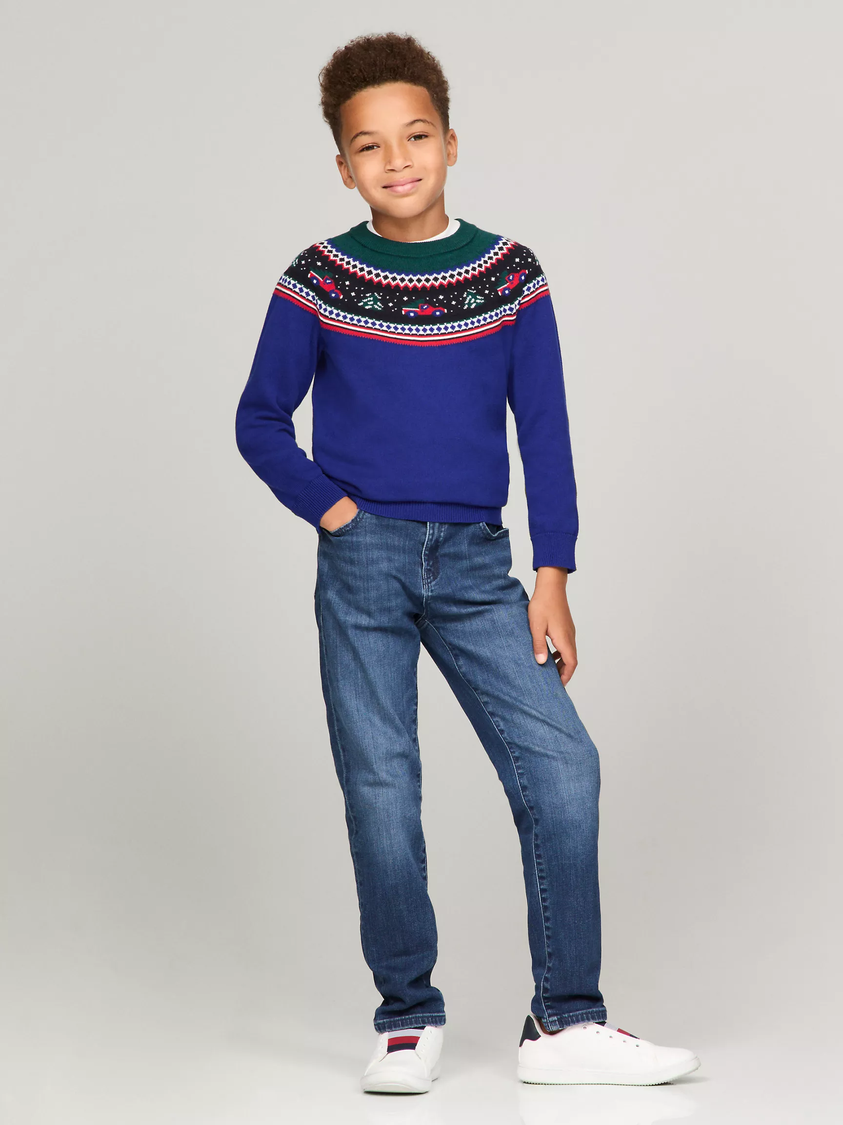Свитер для мальчика Tommy Hilfiger, Детский свитер с узором Fair Isle с грузовиком и деревом