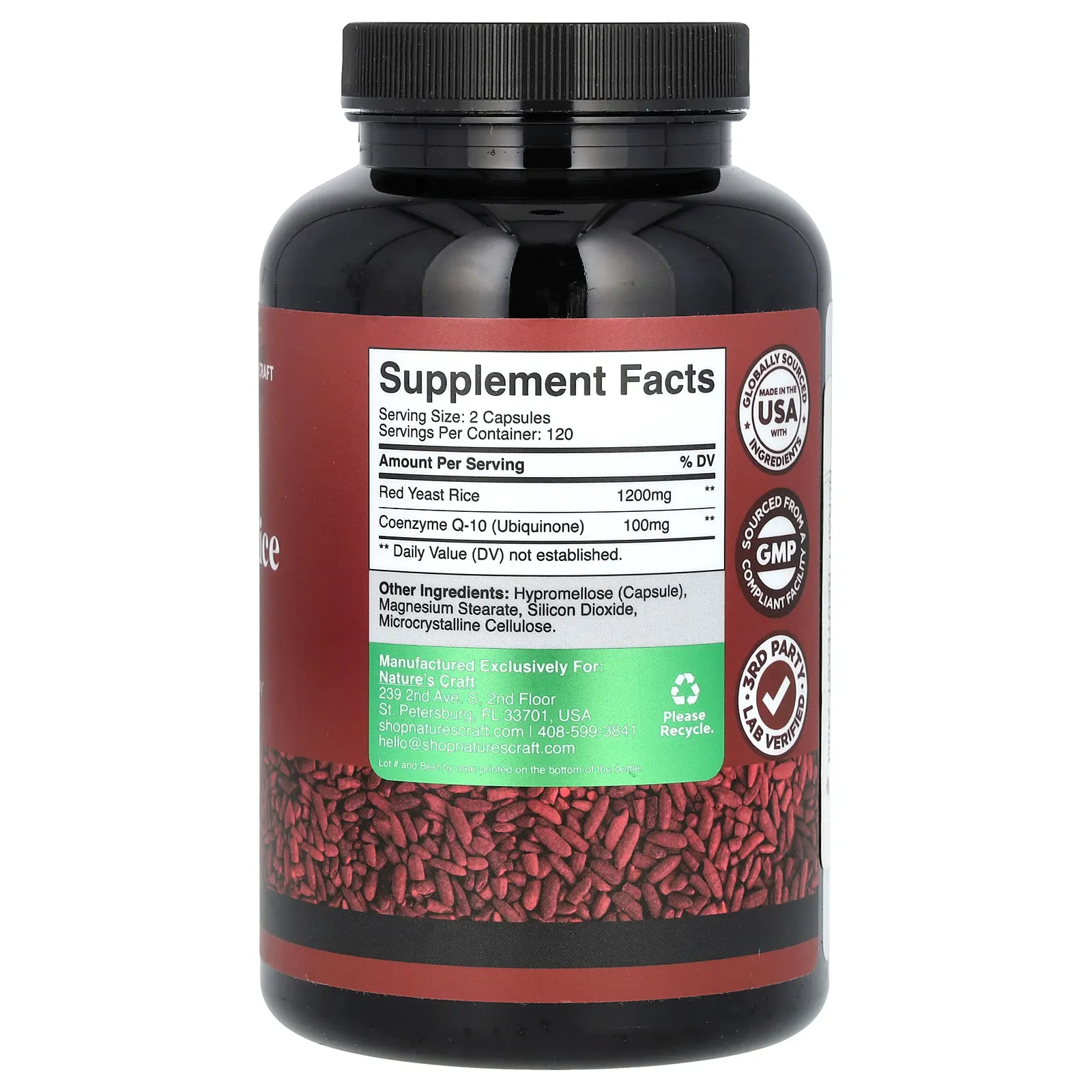 Nature's Craft, красный ферментированный рис и коэнзим Q10, 240 капсул