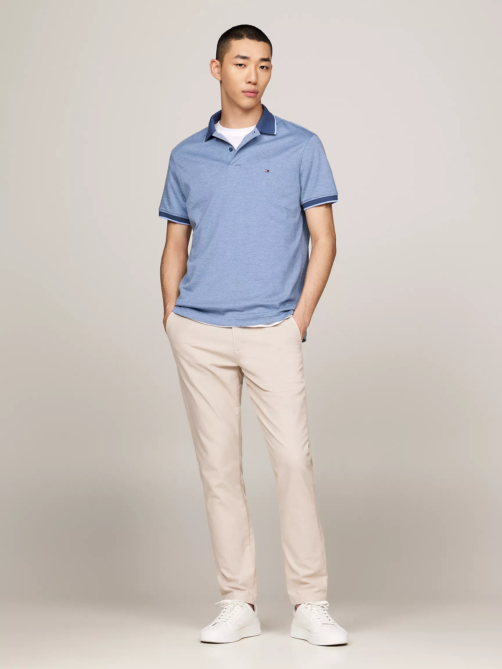 Мужское поло Tommy Hilfiger, Двухцветное трикотажное поло стандартного кроя