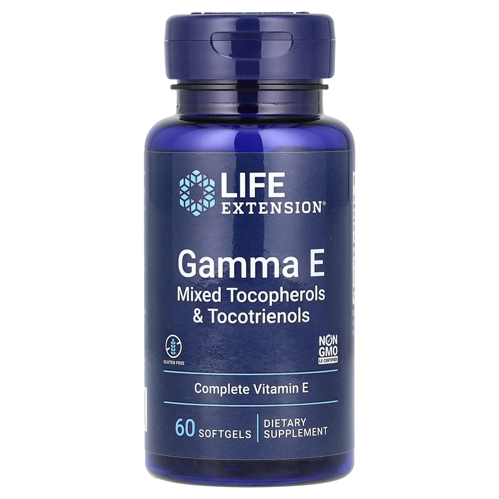 Life Extension, Gamma E, смесь токоферолов и токотриенолов, 60 мягких таблеток