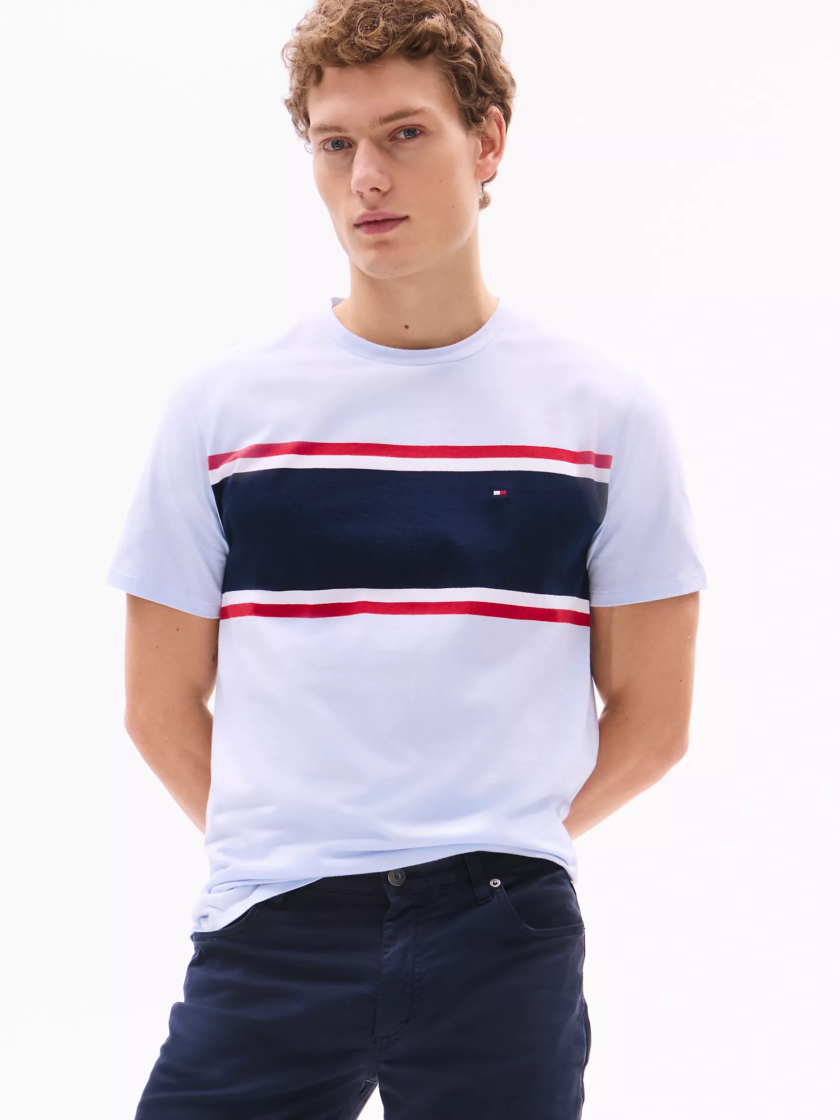 Мужская футболка Tommy Hilfiger, Футболка с полосатым блоковым узором