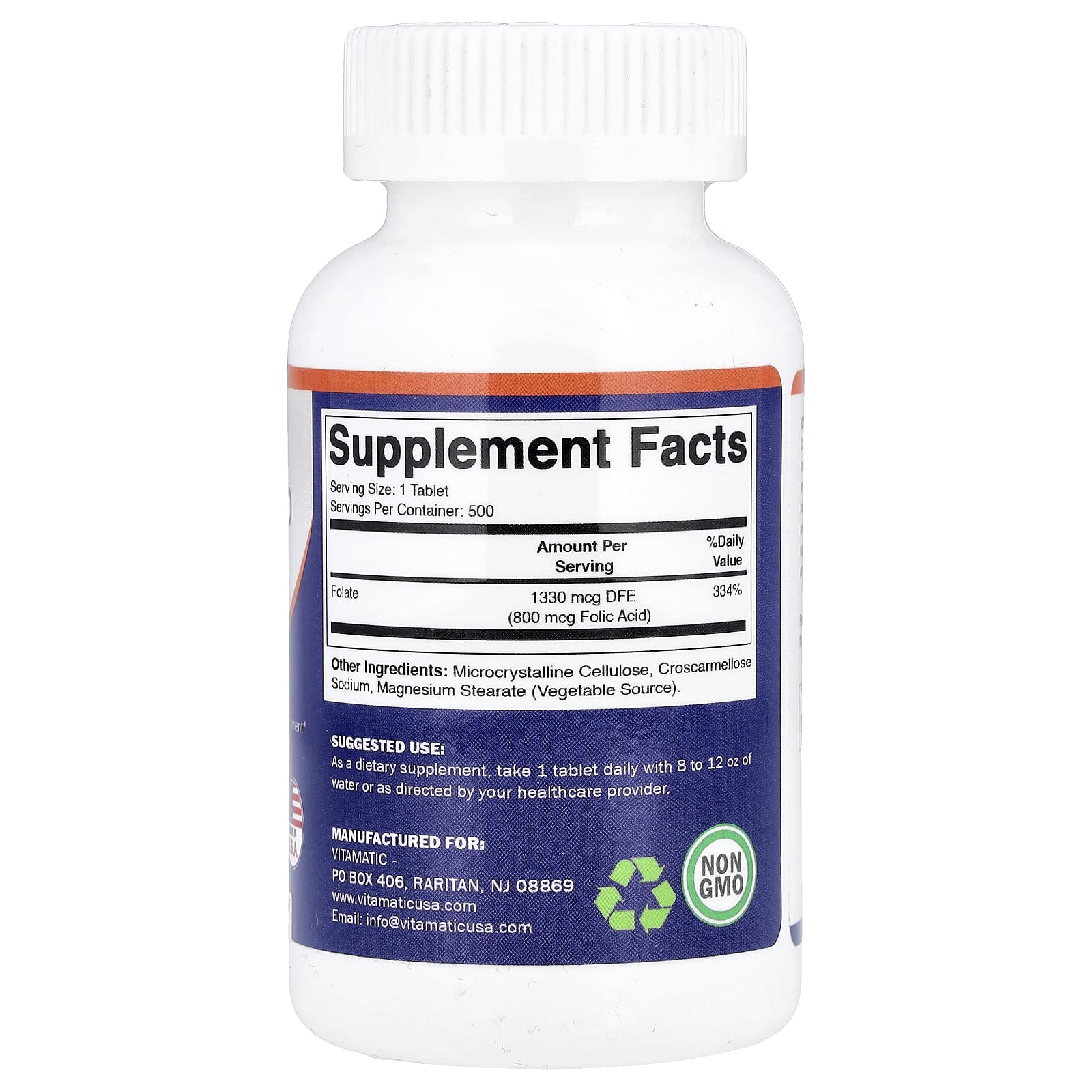 Vitamatic, фолиевая кислота, 800 мкг, 500 таблеток