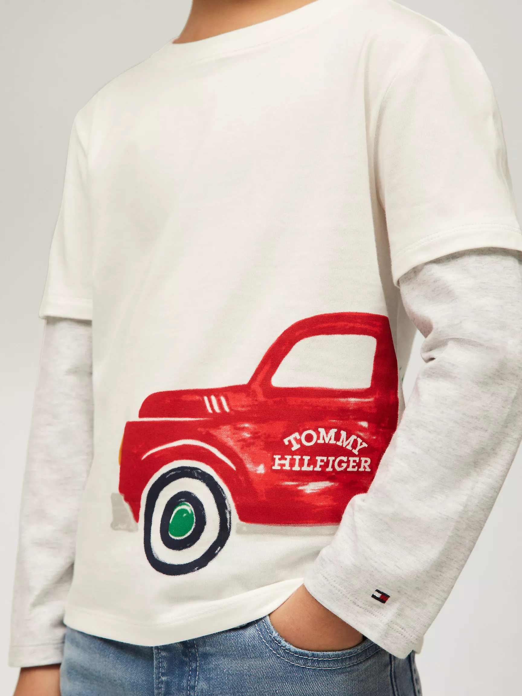 Футболка Tommy Hilfiger для мальчиков, Детская футболка с логотипом в виде праздничного грузовика