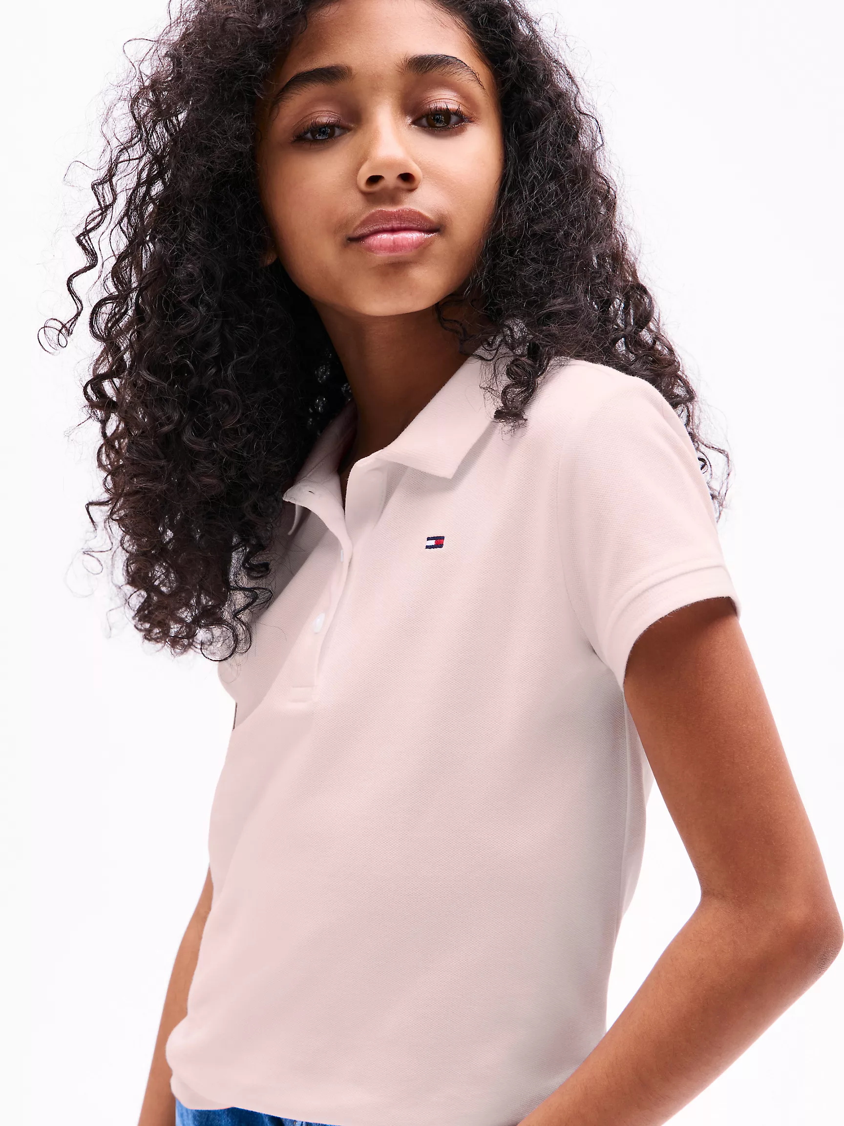 Рубашка-поло для девочек Tommy Hilfiger, Детское эластичное однотонное поло