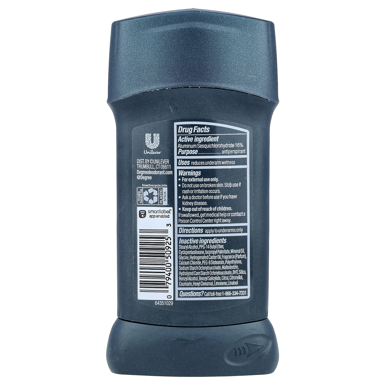 Degree, Advanced, 72H Body Heat Activated™, дезодорант-антиперспирант, насыщенный кедр и лаванда, 76 г (2,7 унции)