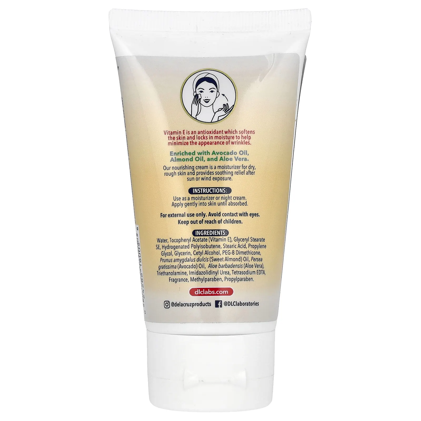 De La Cruz, крем с витамином Е, увлажняющий крем, 74 г (2,6 унции)