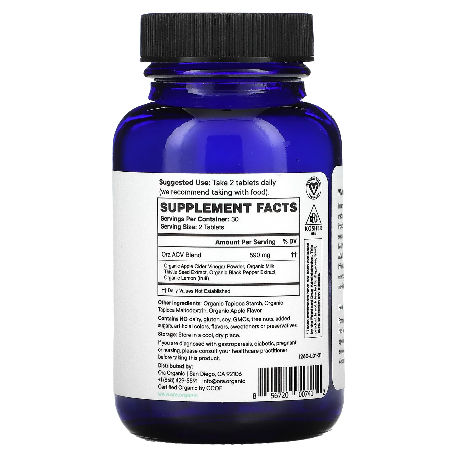 Ora, Appley Ever After, яблочный уксус в таблетках, 500 мг, 60 таблеток