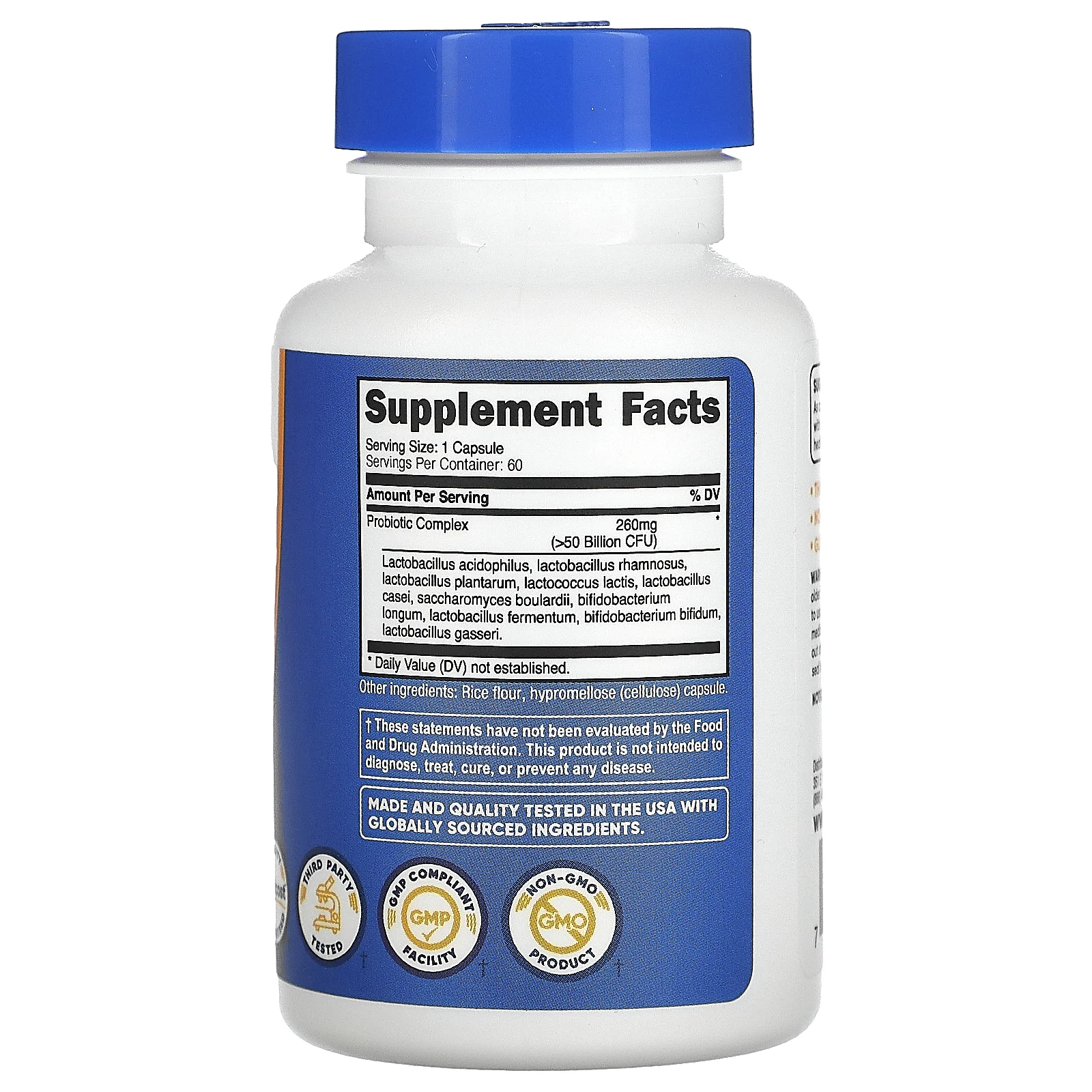 Nutricost, комплекс пробиотиков, 50 млрд КОЕ, 60 капсул