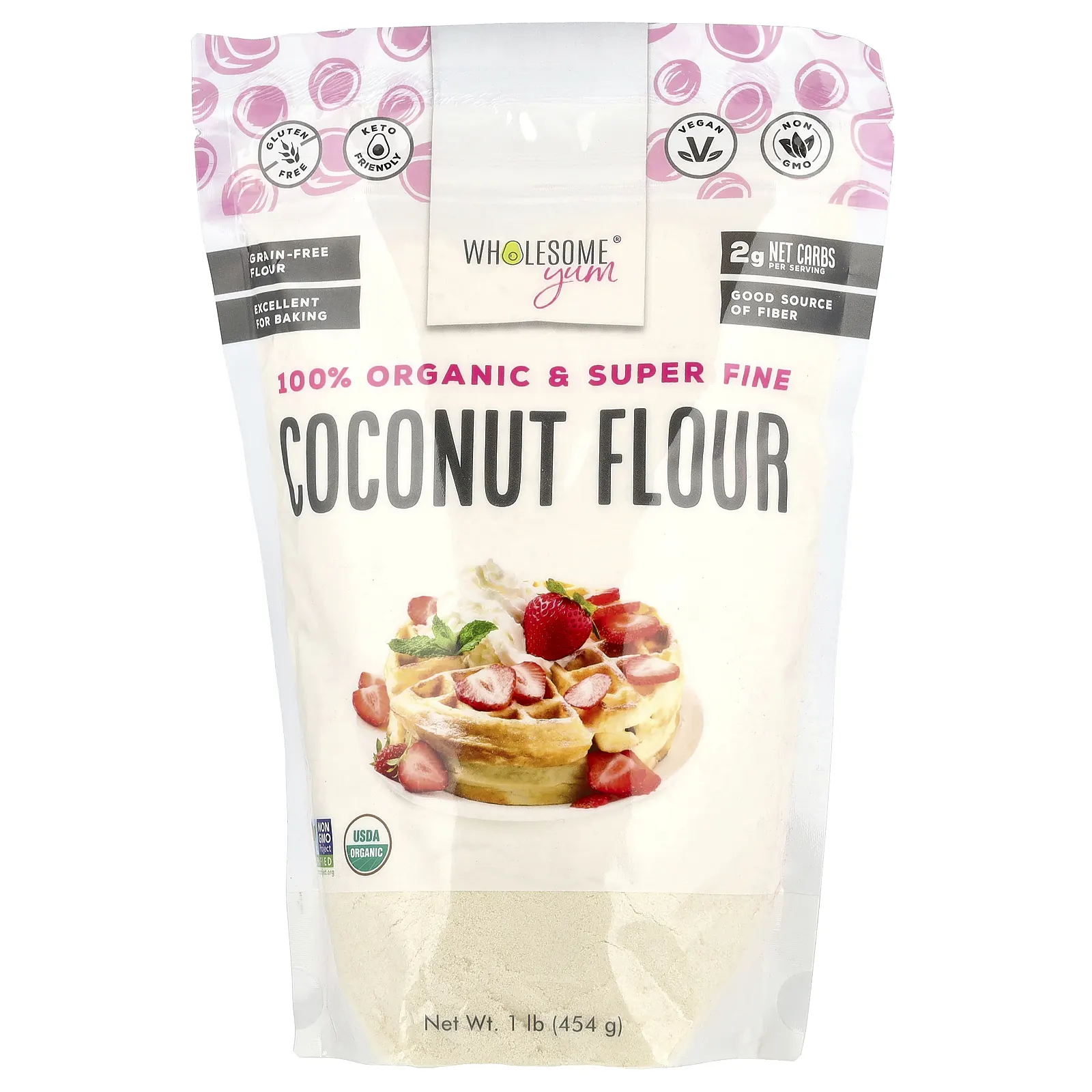 Wholesome Yum, Органическая кокосовая мука, 454 г (1 фунт)