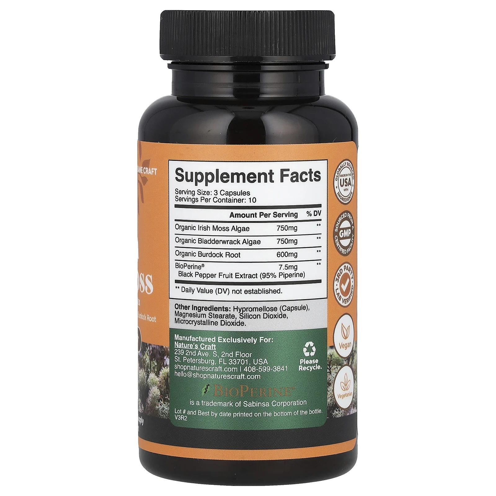 Nature's Craft, Ирландский морской мох, 2100 мг, 30 капсул (700 мг на капсулу)