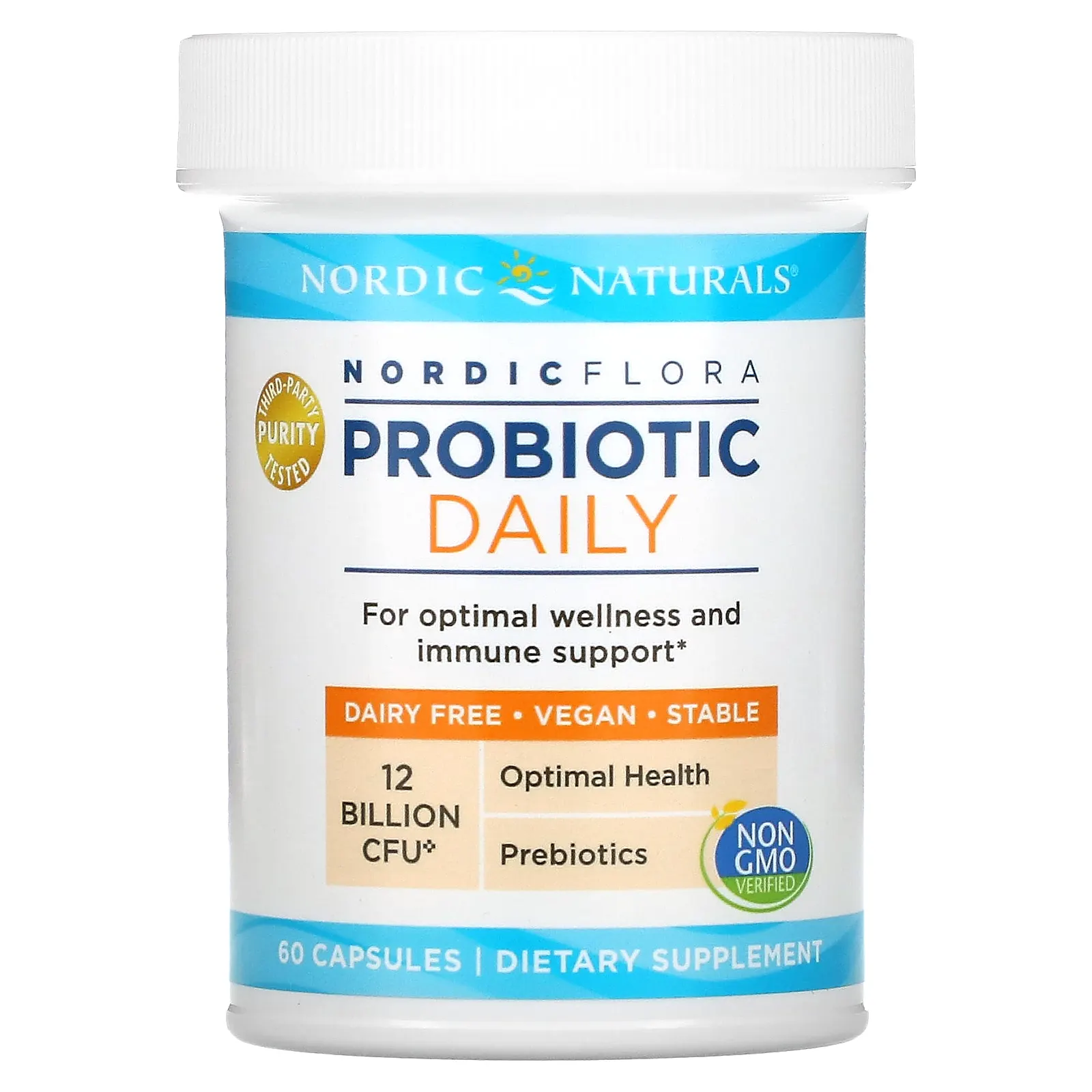 Nordic Naturals, Nordic Flora, пробиотик, ежедневная добавка, 12 млрд, 60 капсул (6 млрд КОЕ на капсулу)