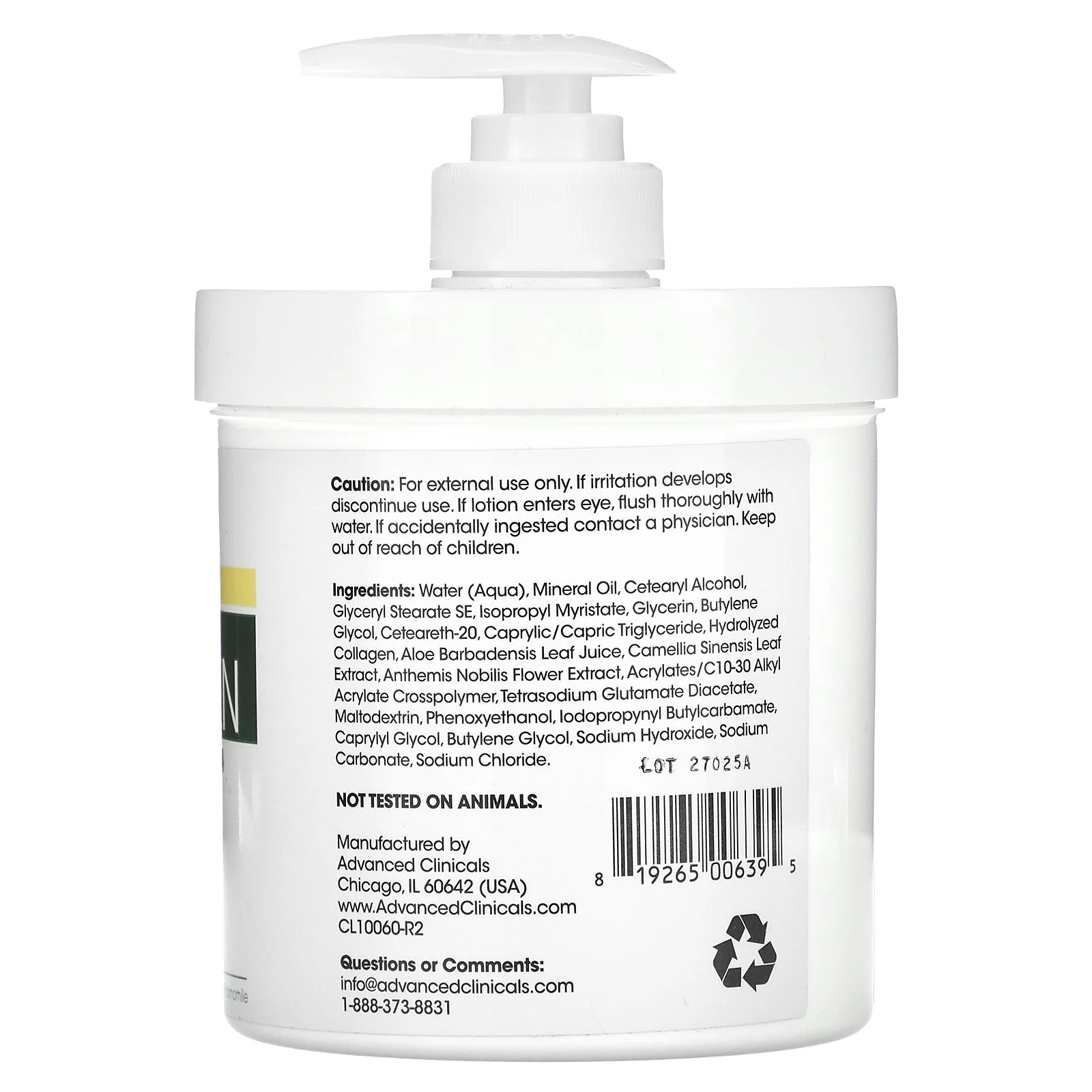 Advanced Clinicals, коллаген, лосьон для восстановления кожи, без отдушки, 454 г (16 унций)