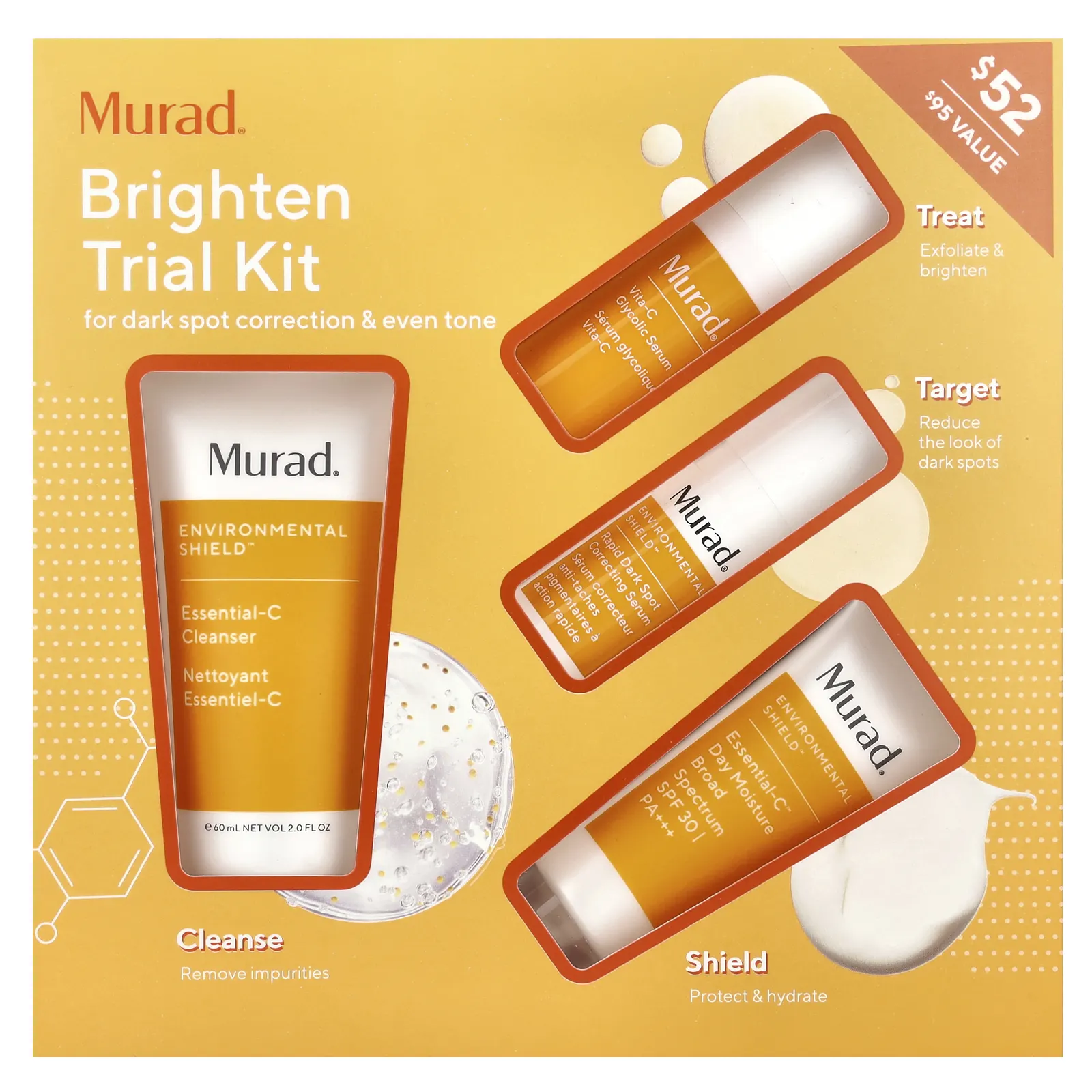 Murad, Environmental Shield, пробный набор Brighten, 4 предмета