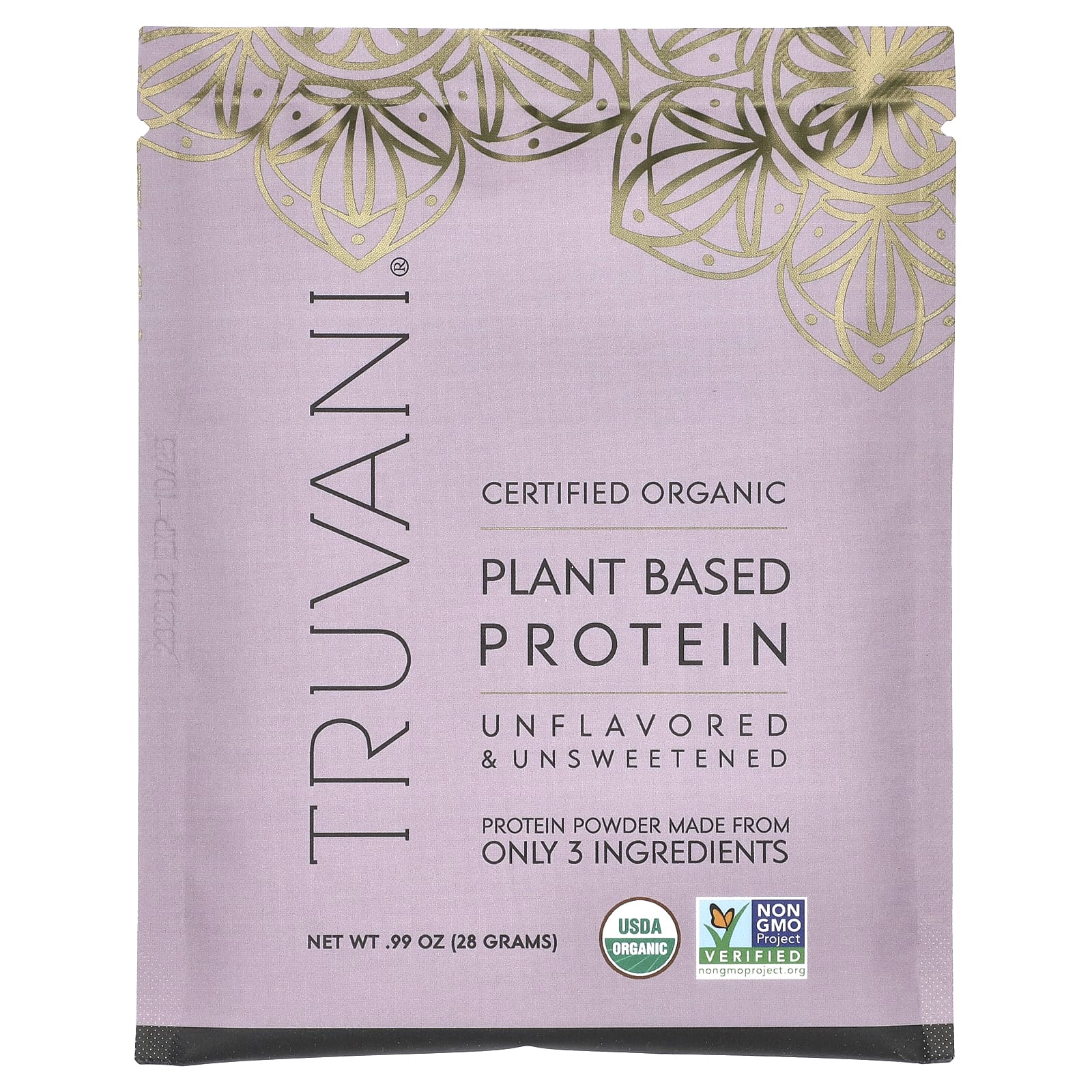 Truvani, Растительный протеин, без ароматизаторов и подсластителей, 10 пакетиков по 28 г (0,99 унции)