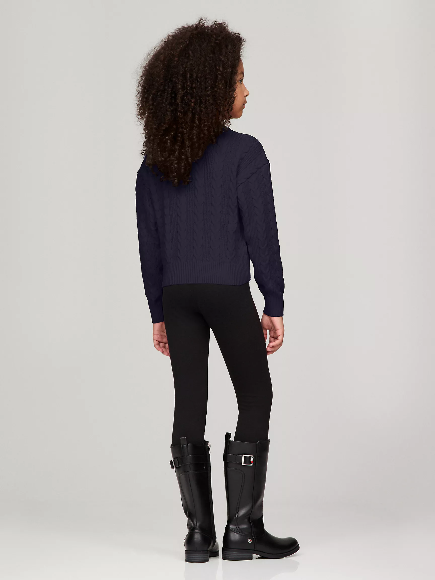 Свитер для девочки Tommy Hilfiger, Детский вязаный свитер с узором "косы" и круглым вырезом