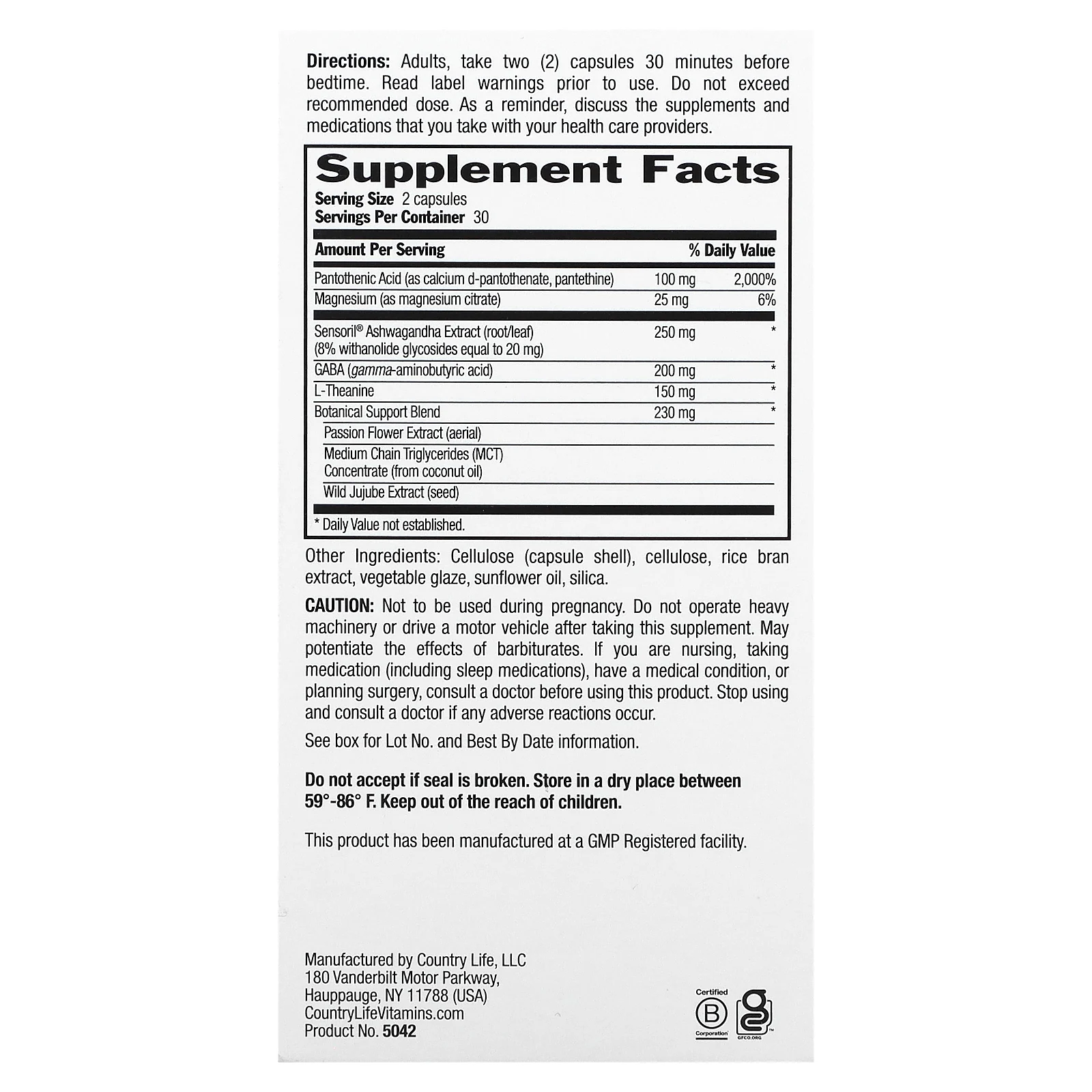 Country Life, Stress Shield Nighttime, тройного действия, 60 веганских капсул