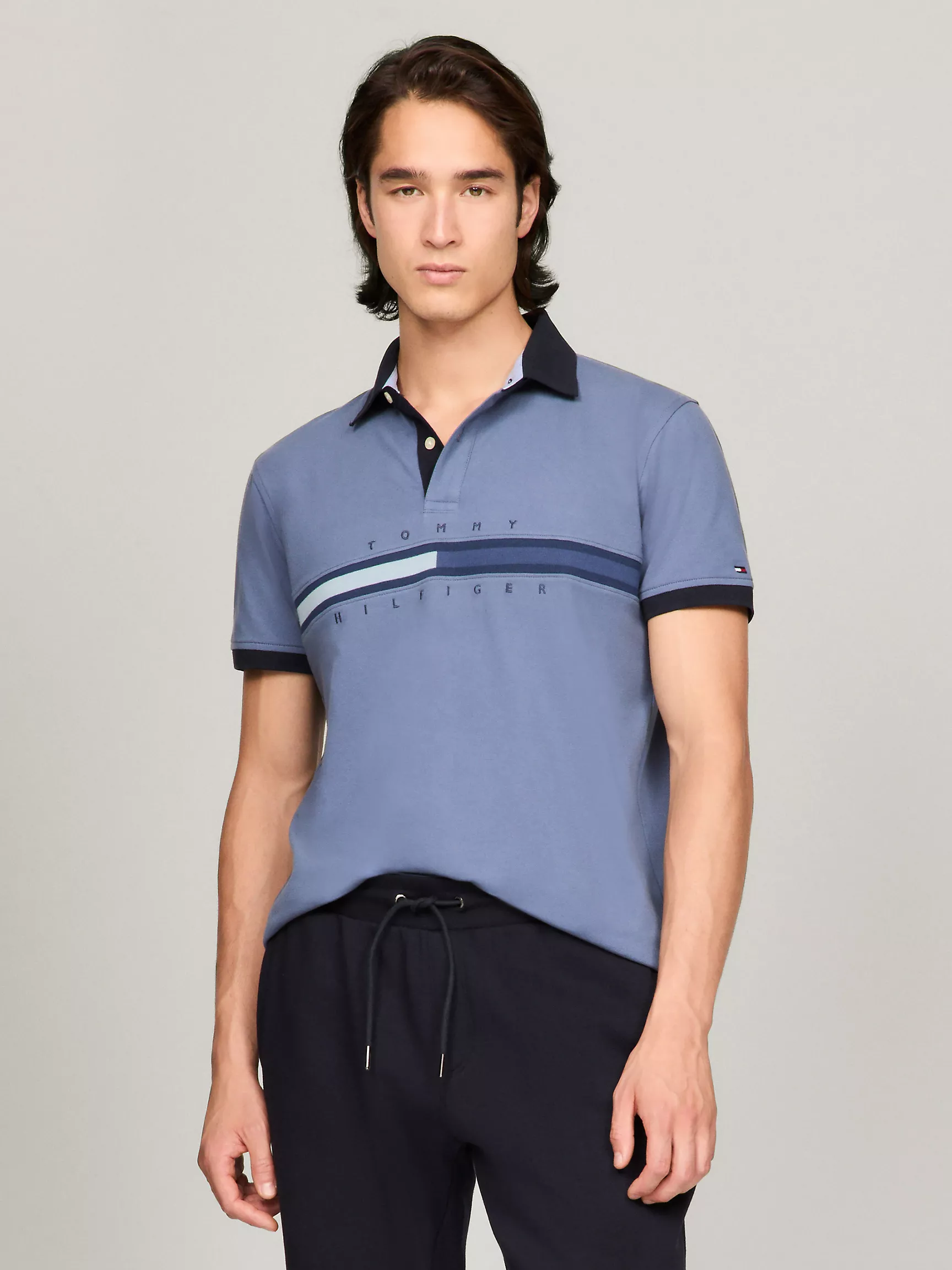 Мужское поло Tommy Hilfiger, Полосатое поло стандартного кроя в тон Tommy