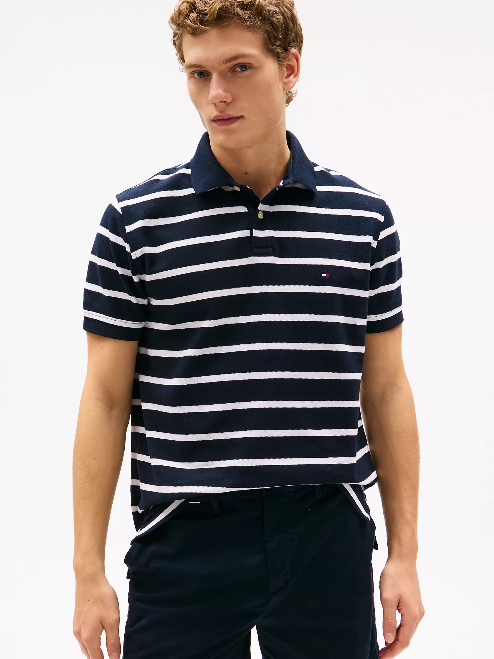 Мужское поло Tommy Hilfiger, Полосатое влагоотводящее поло стандартного кроя