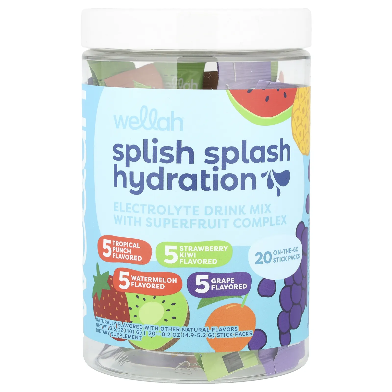 Wellah, Splish Splash Hydration, разнообразные, 20 пакетиков по 4,9–5,2 г (0,2 унции)