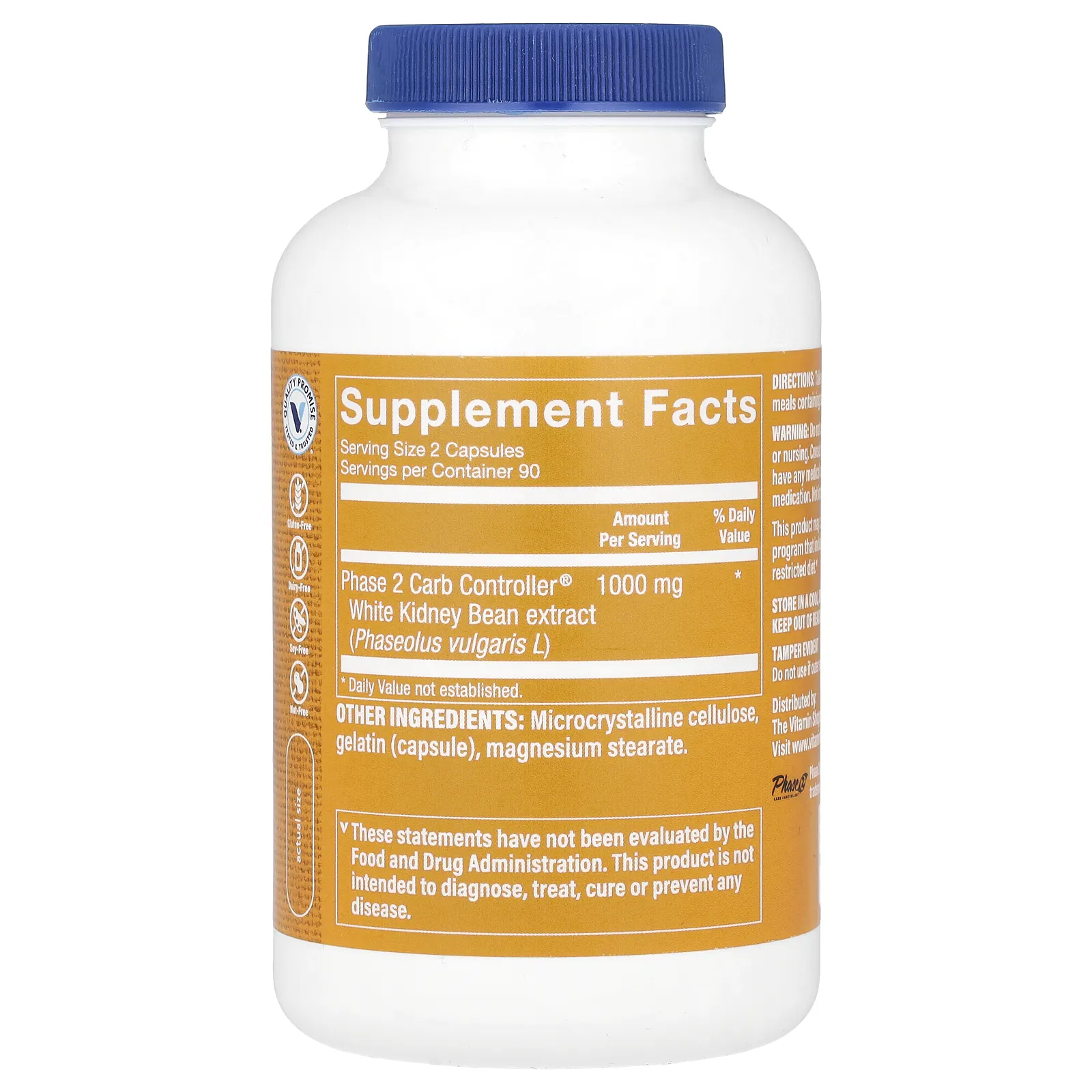 The Vitamin Shoppe, Phase 2 Carb Controller®, 1000 мг, 180 капсул (500 мг на капсулу)