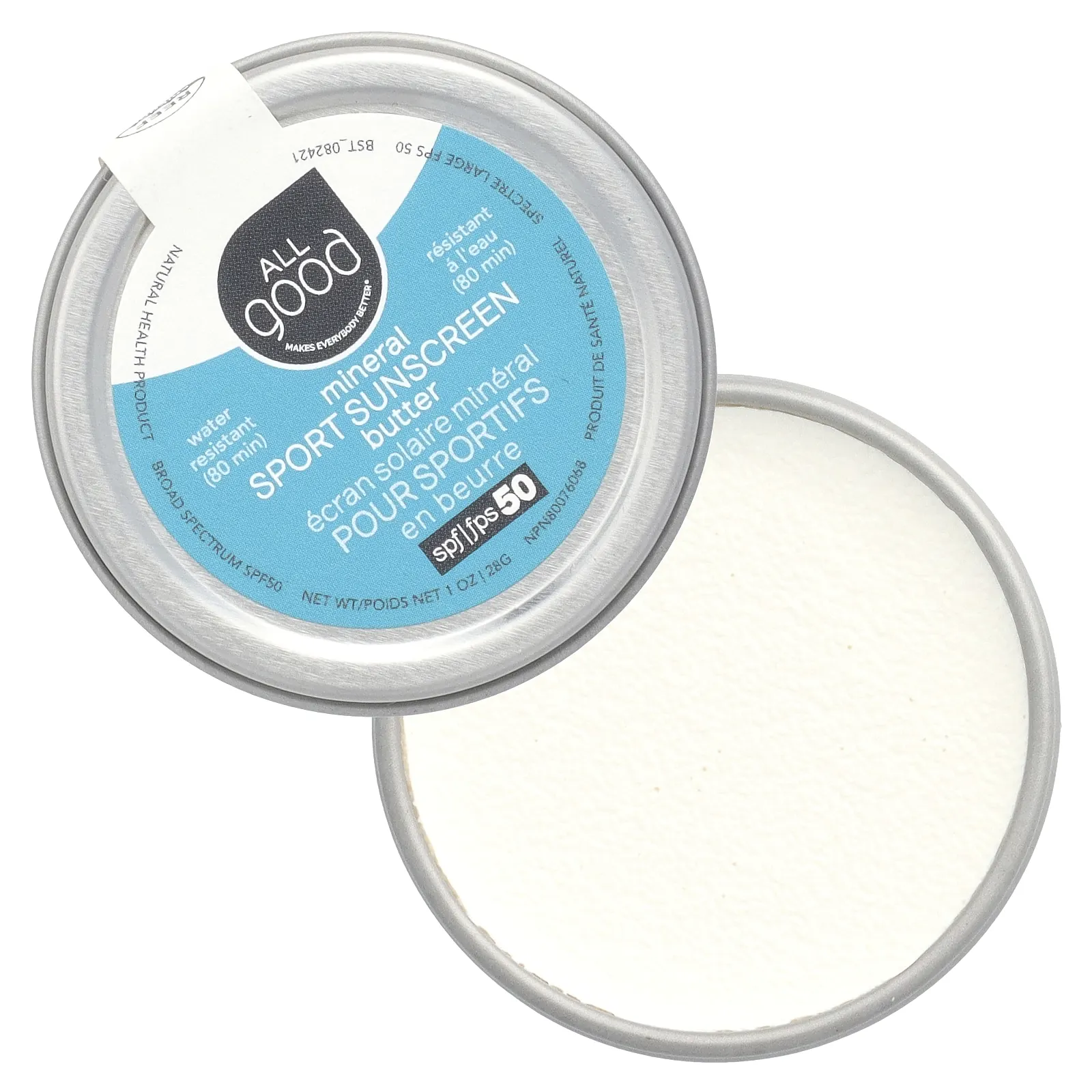 All Good Products, Минеральное спортивное солнцезащитное масло, SPF 50, 28 г (1 унция)