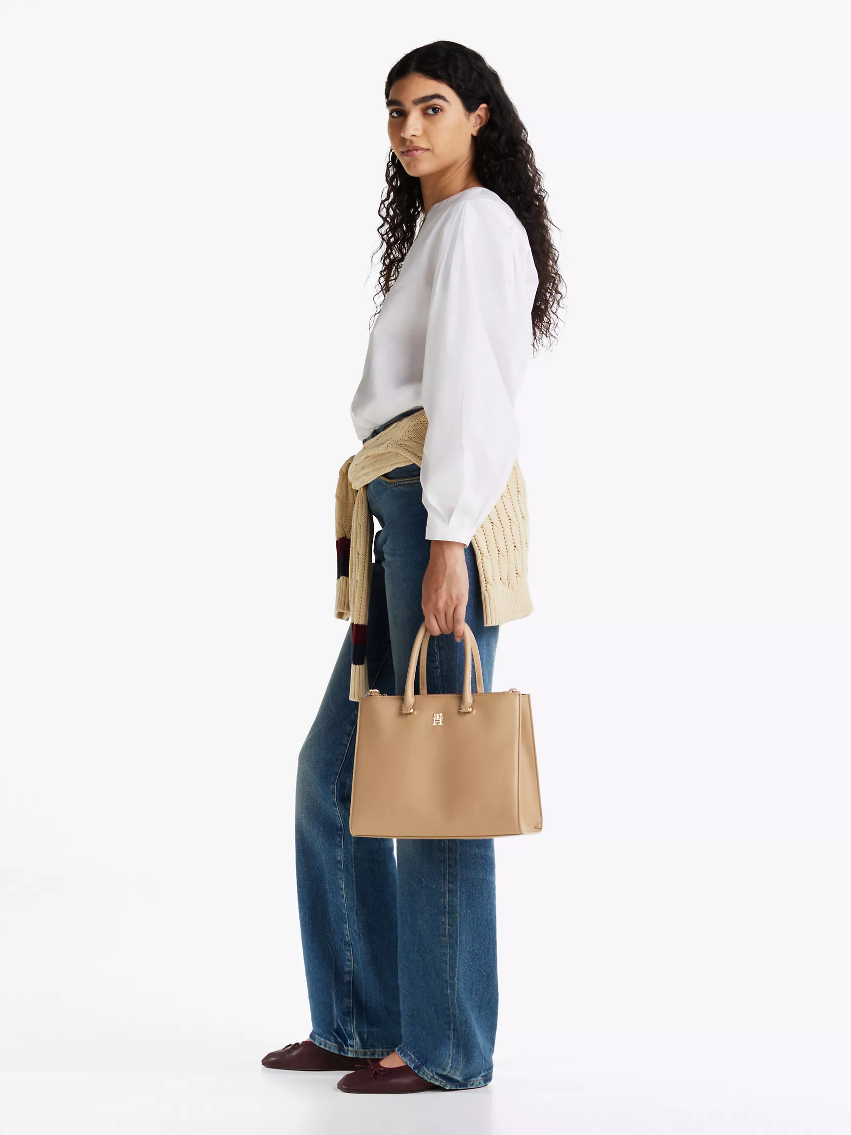 Женская сумка Tommy Hilfiger, Средняя сумка-тоут с монограммной вставкой