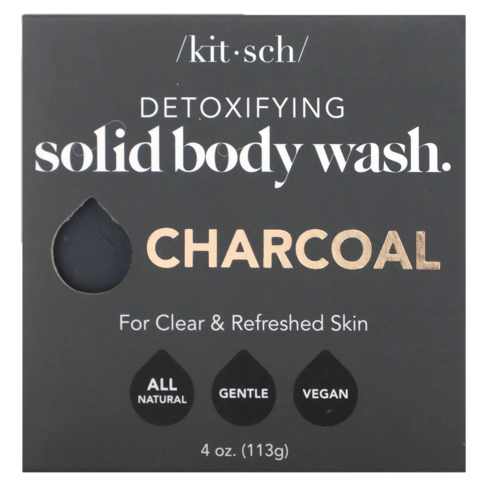 Kitsch, Детоксифицирующее твердое гель для душа, древесный уголь, шалфей и мята, 113 г (4 унции)