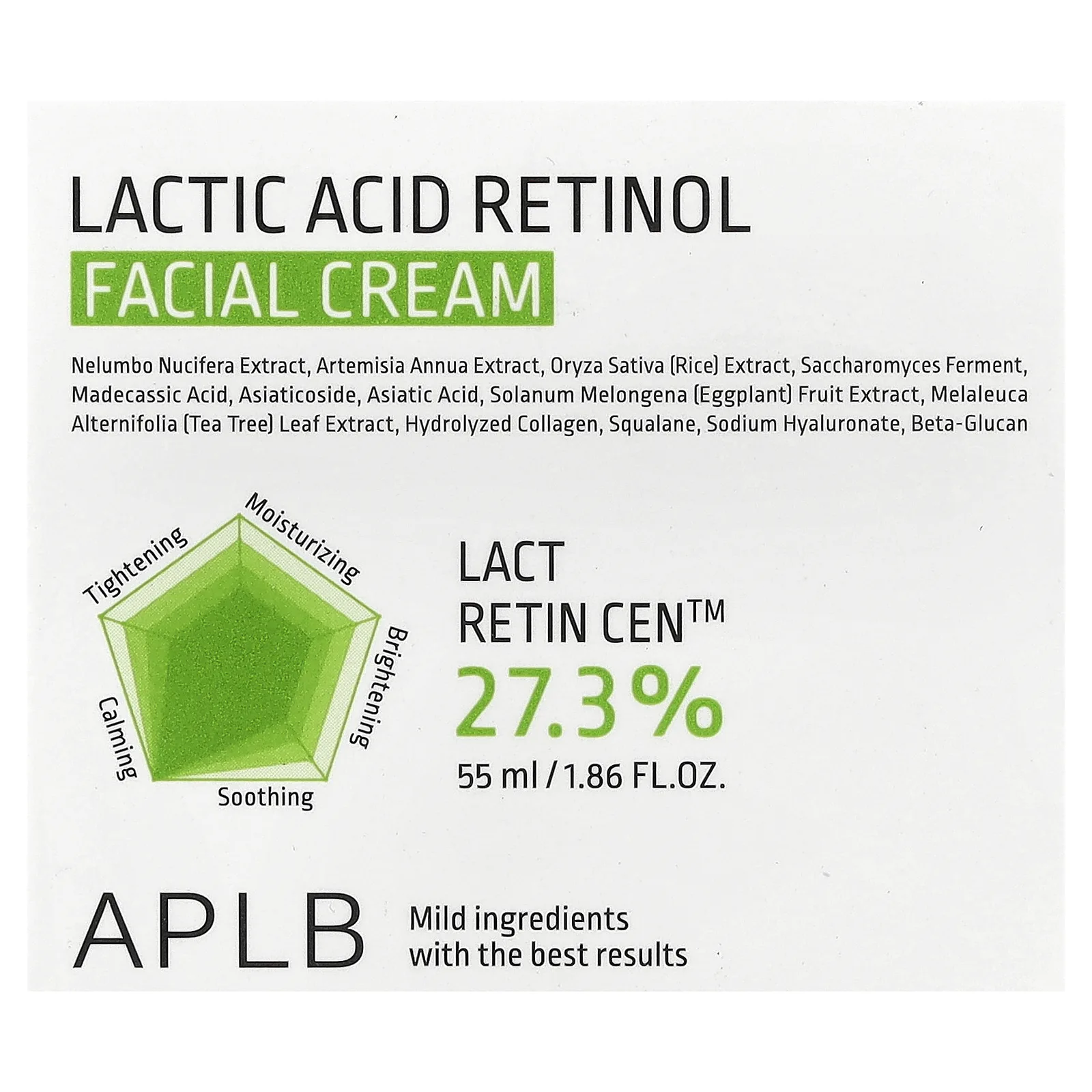 APLB, Крем для лица с молочной кислотой и ретинолом, 55 мл (1,86 жидк. Унции)