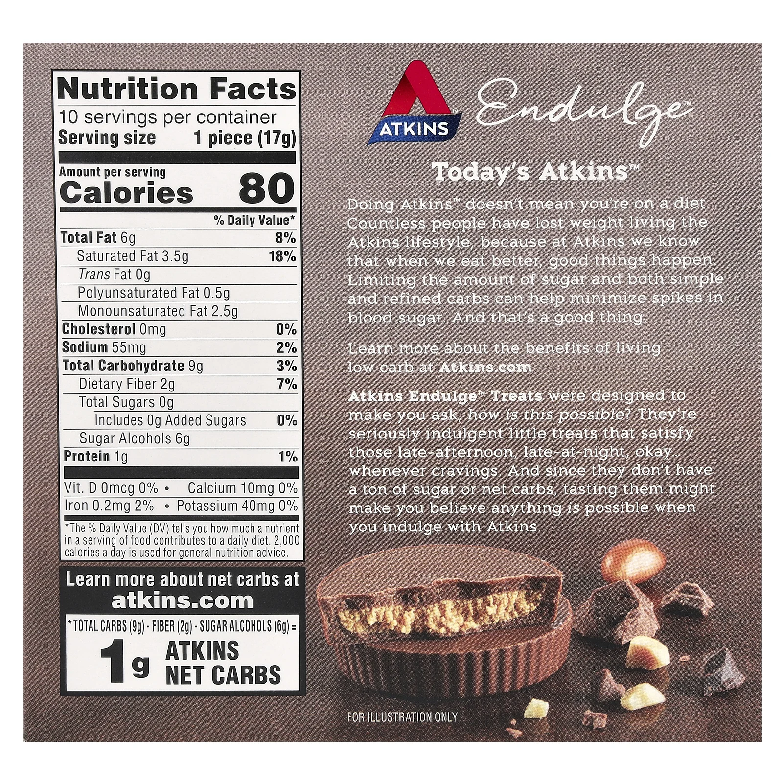 Atkins, Endulge, печенье с арахисовым маслом, 10 упаковок, 17 г (0,6 унции) каждая