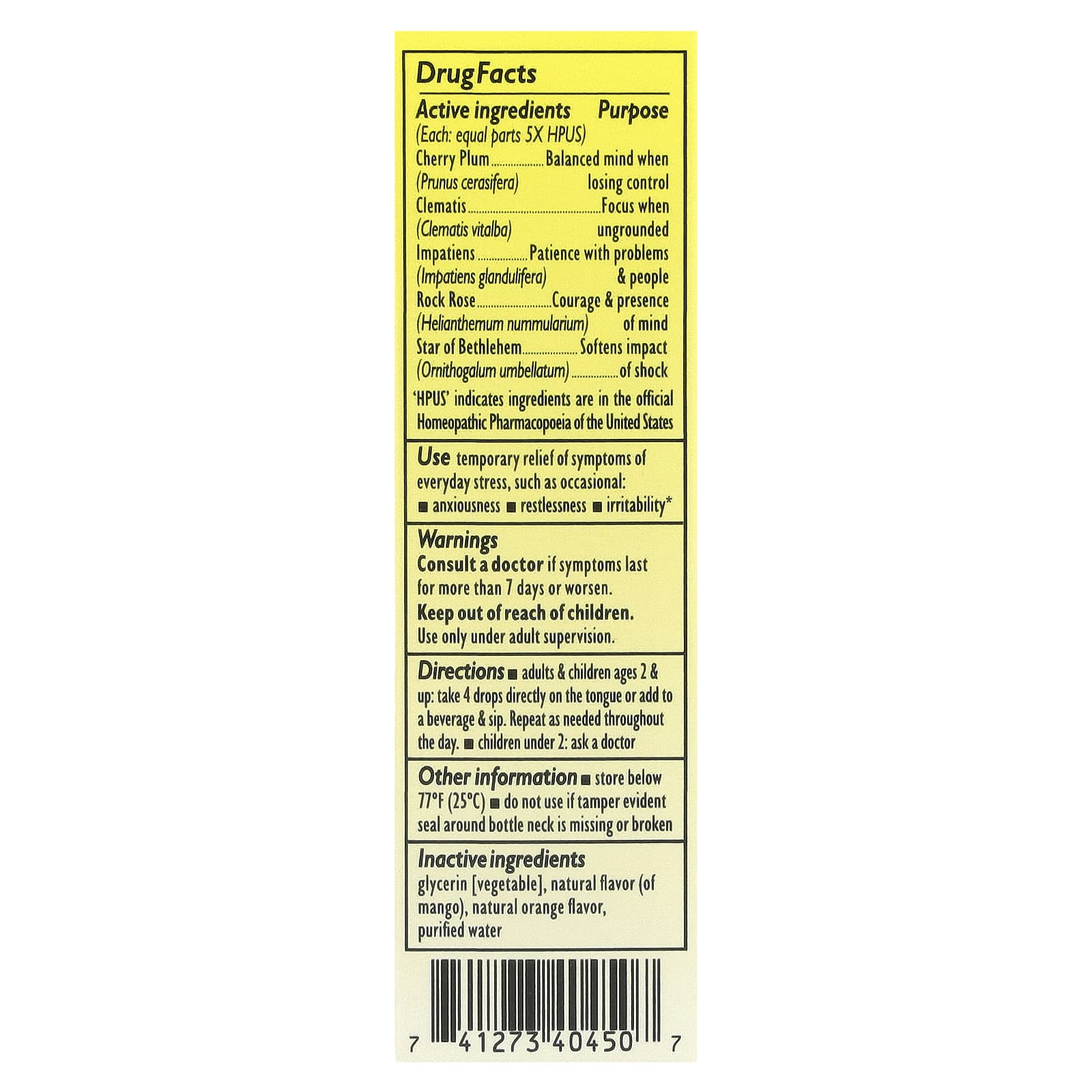 Bach, Rescue Remedy® Dropper, средство для снятия стресса, апельсин и манго, 20 мл (0,7 жидк. Унции)