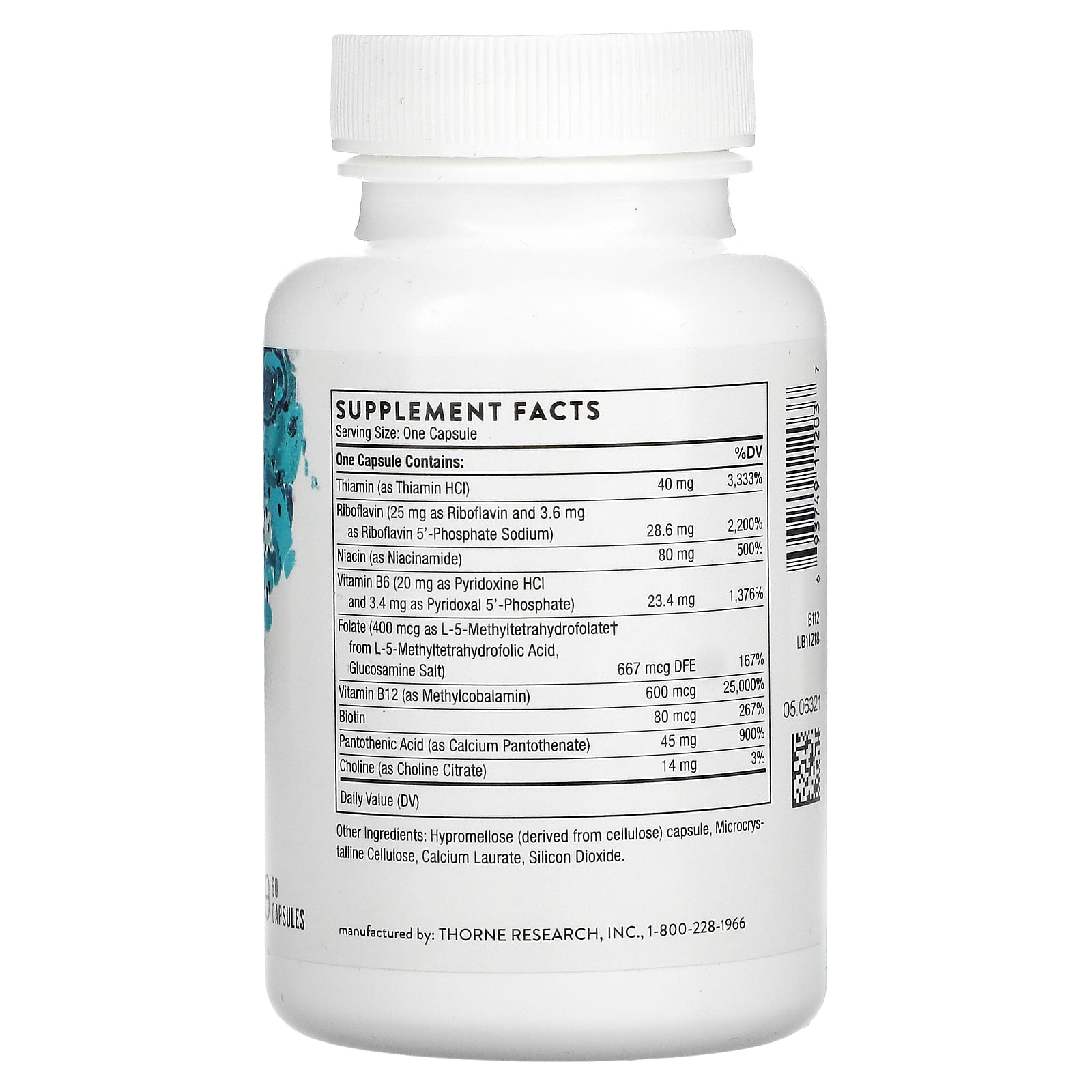 Thorne, комплекс витаминов группы B №12, 60 капсул
