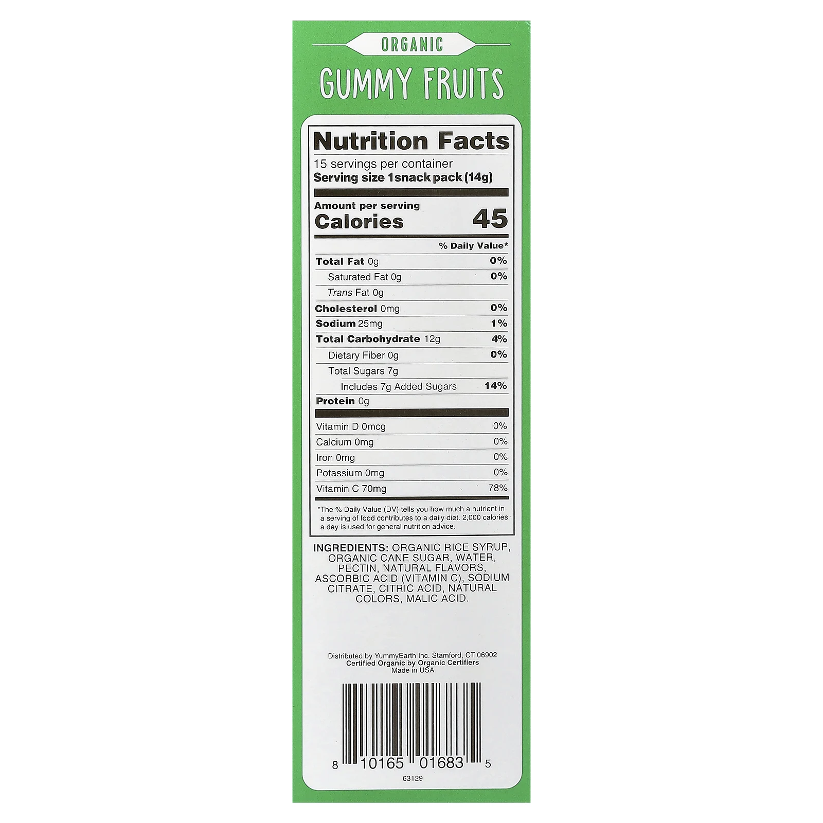 YumEarth, органические жевательные фрукты, 15 порционных упаковок по 14 г (0,5 унции)