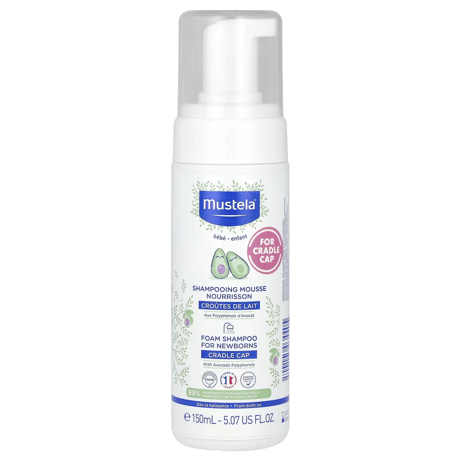 Mustela, шампунь-пенка для новорожденных, от себорейных корочек, 150 мл (5,07 жидк. унции)
