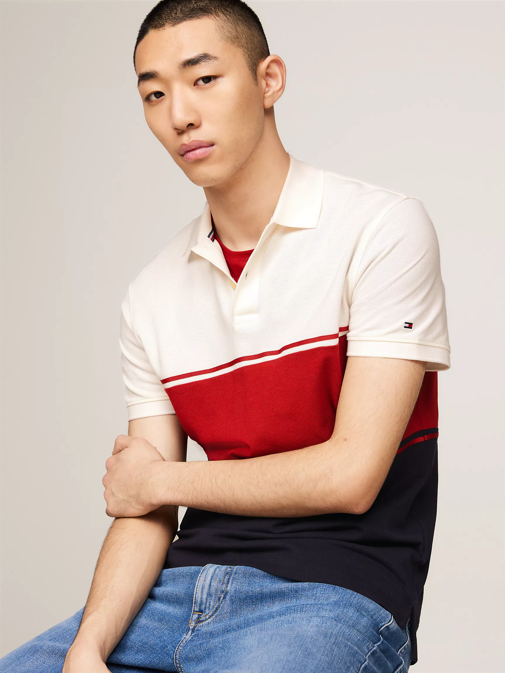 Мужское поло Tommy Hilfiger, Стандартное поло в стиле Colorblock